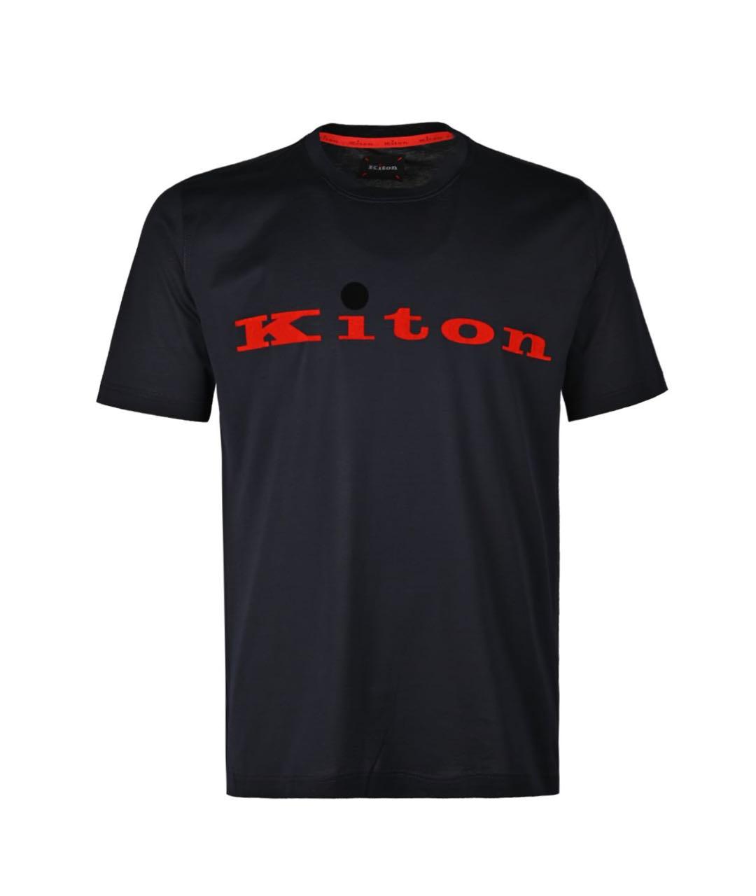 KITON Темно-синяя хлопковая футболка, фото 1