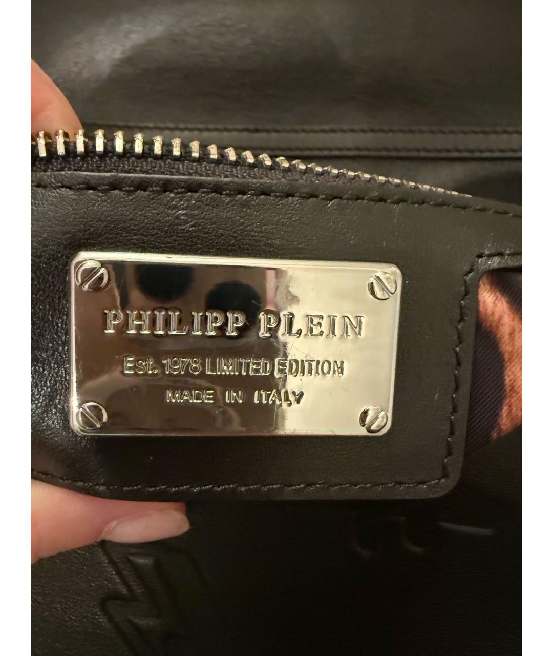 PHILIPP PLEIN Черная кожаная сумка через плечо, фото 7