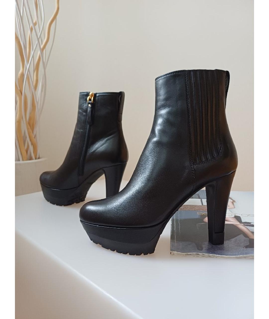 SERGIO ROSSI Черные кожаные ботильоны, фото 3