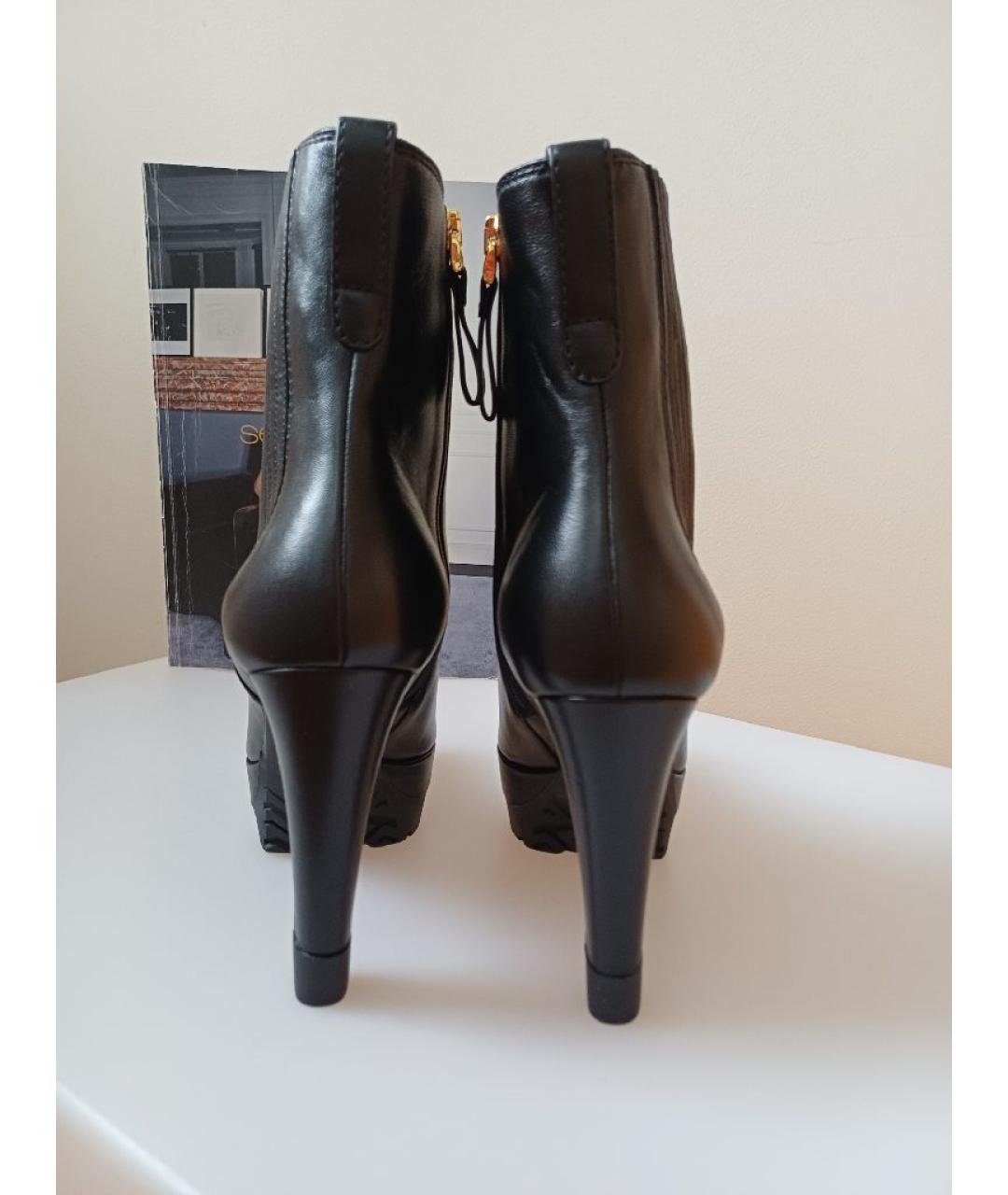 SERGIO ROSSI Черные кожаные ботильоны, фото 7