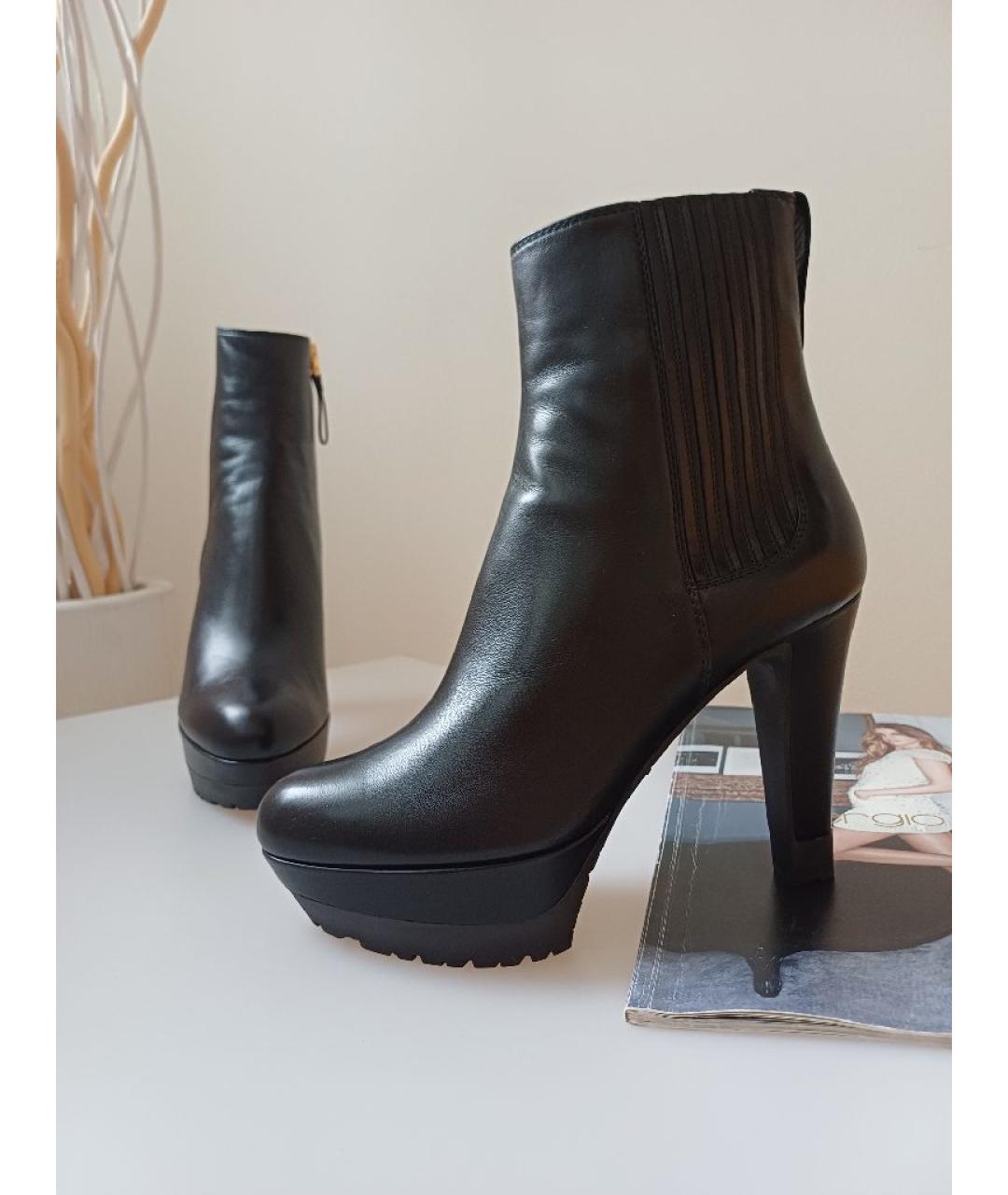 SERGIO ROSSI Черные кожаные ботильоны, фото 4