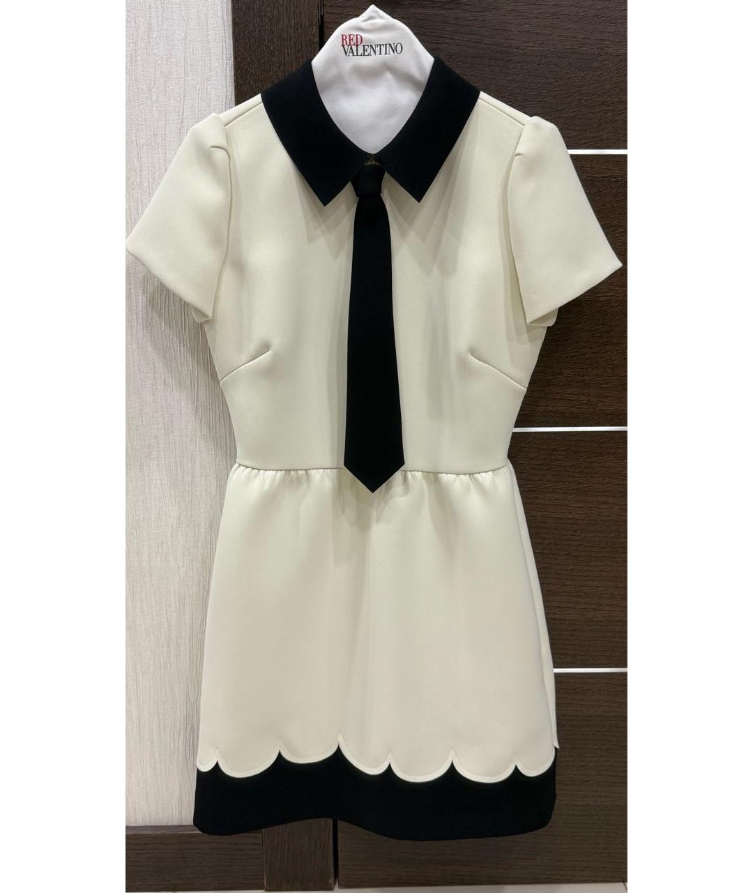 RED VALENTINO Белое полиэстеровое коктейльное платье, фото 8