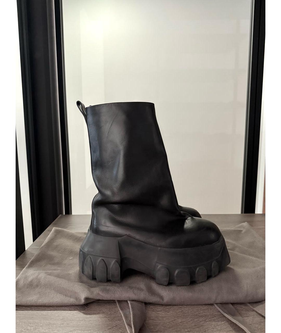 RICK OWENS Черные кожаные высокие ботинки, фото 6