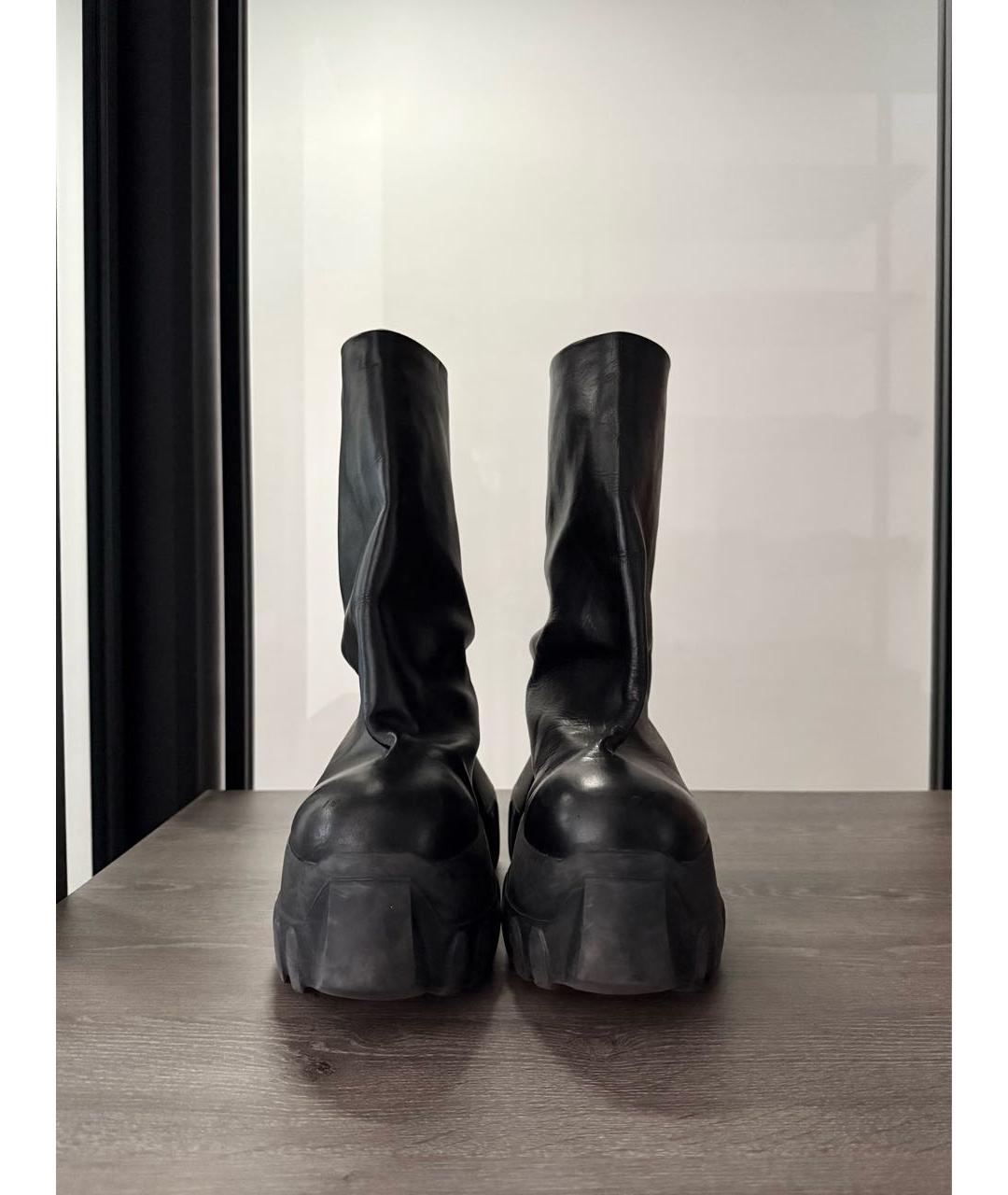 RICK OWENS Черные кожаные высокие ботинки, фото 2
