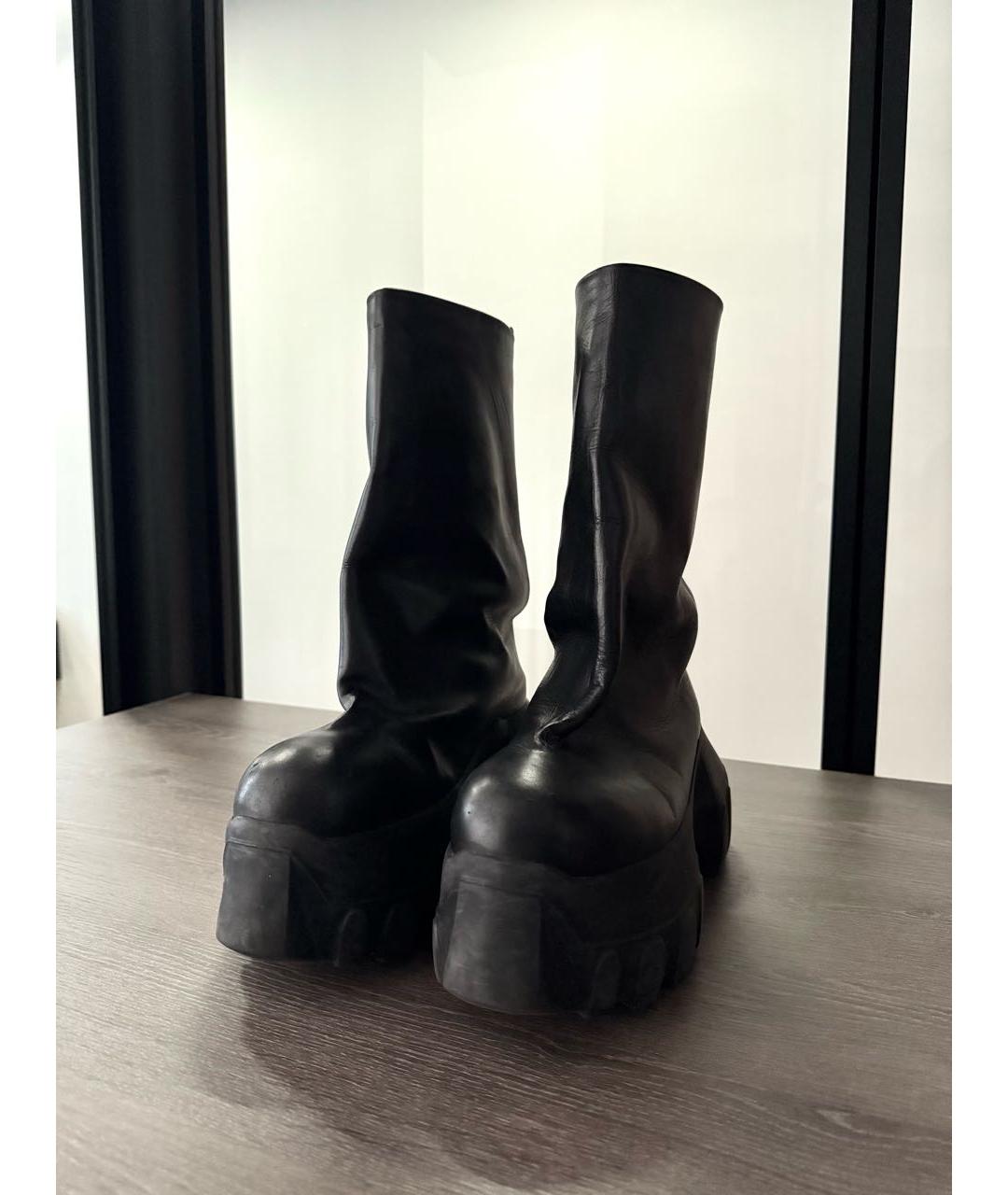 RICK OWENS Черные кожаные высокие ботинки, фото 3