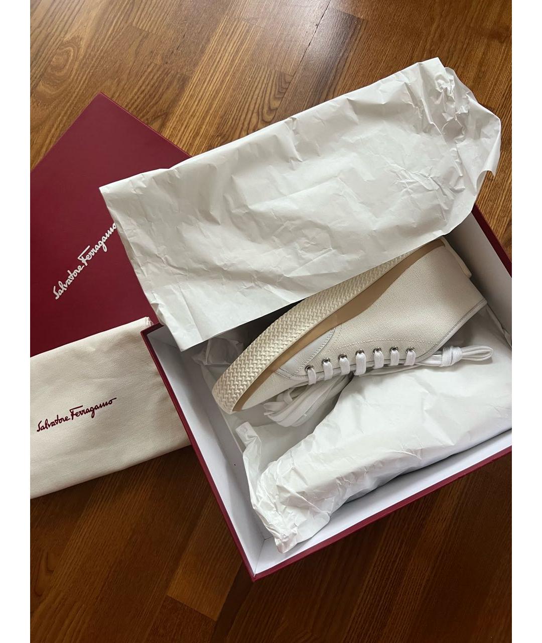 FERRAGAMO Белые текстильные высокие кроссовки / кеды, фото 6