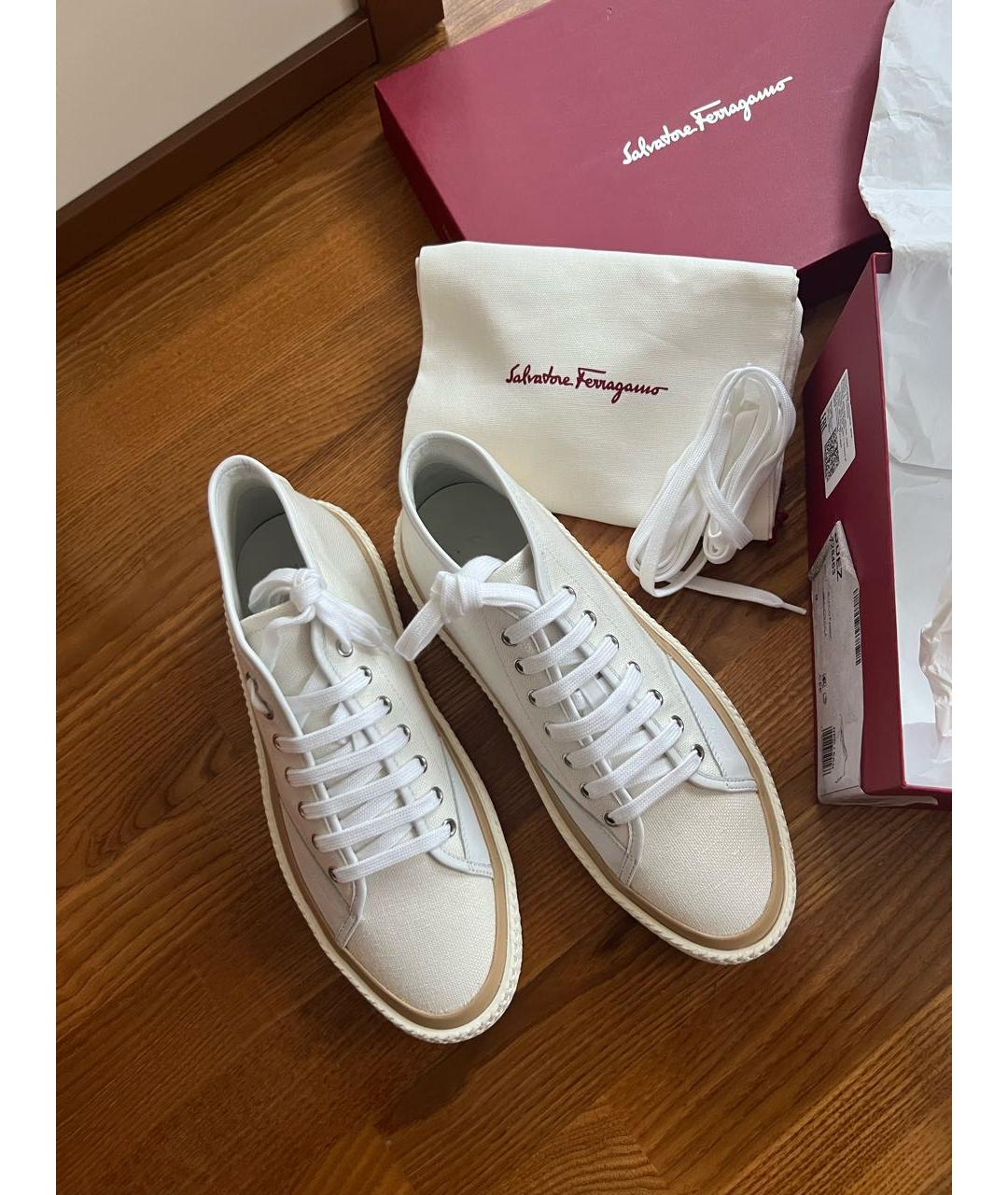 FERRAGAMO Белые текстильные высокие кроссовки / кеды, фото 2