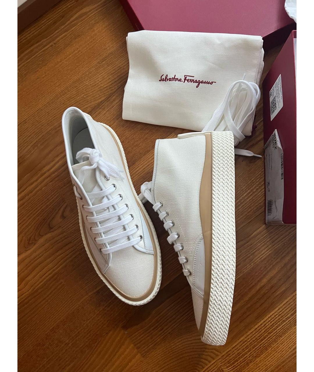 FERRAGAMO Белые текстильные высокие кроссовки / кеды, фото 4
