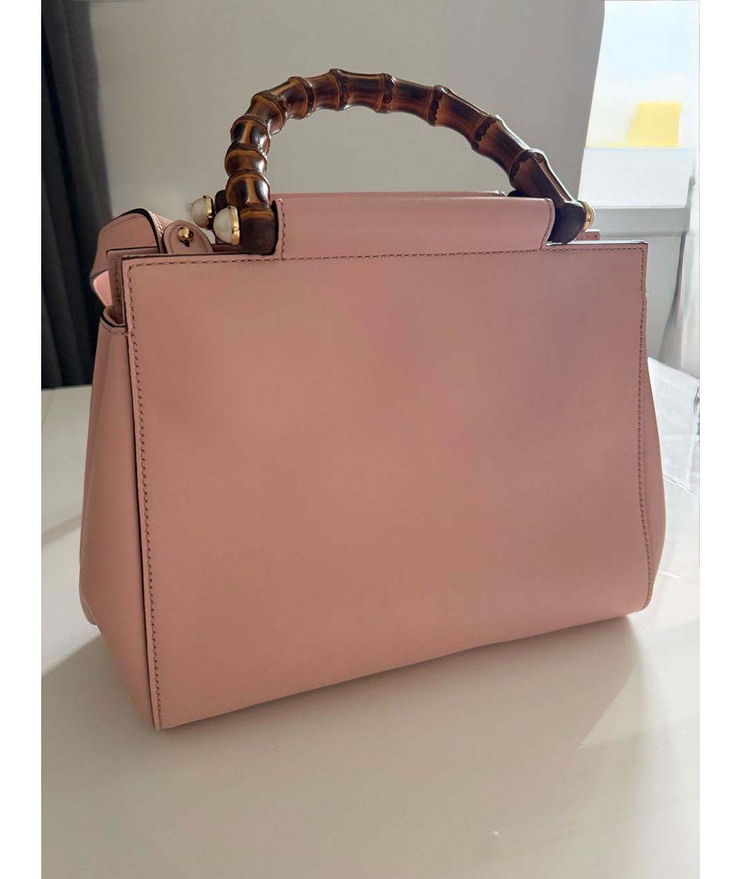 GUCCI Розовая кожаная сумка тоут, фото 8