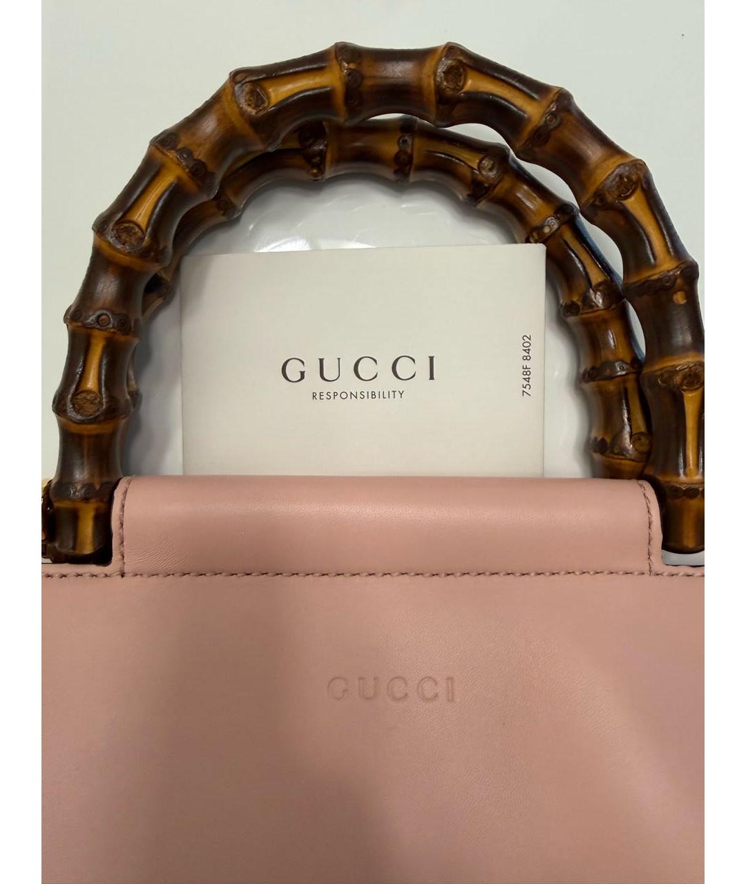 GUCCI Розовая кожаная сумка тоут, фото 6