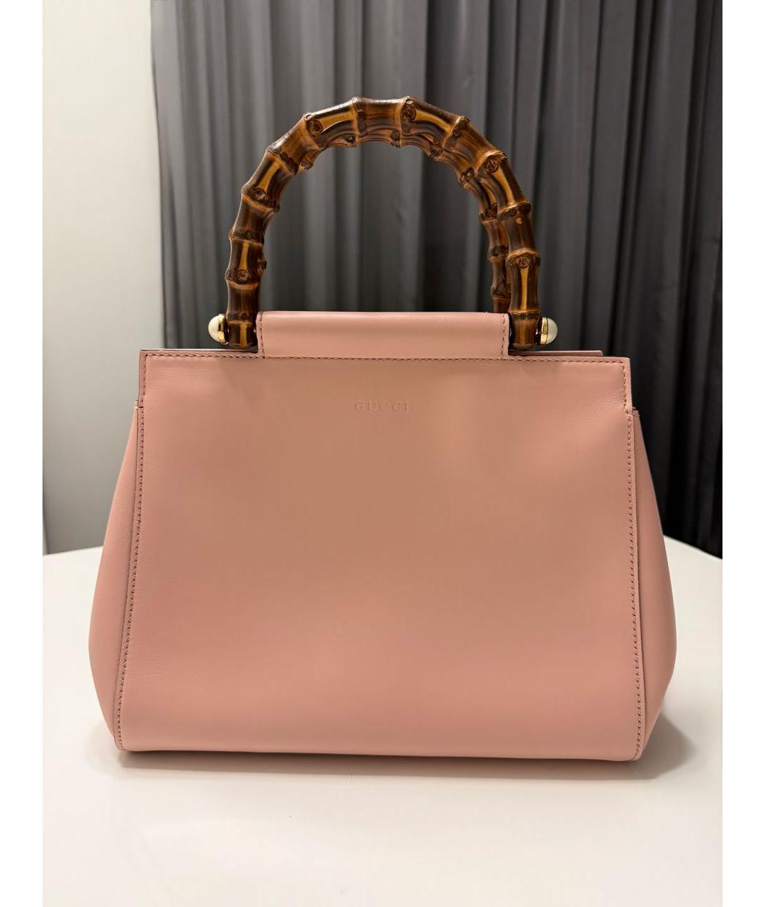 GUCCI Розовая кожаная сумка тоут, фото 2