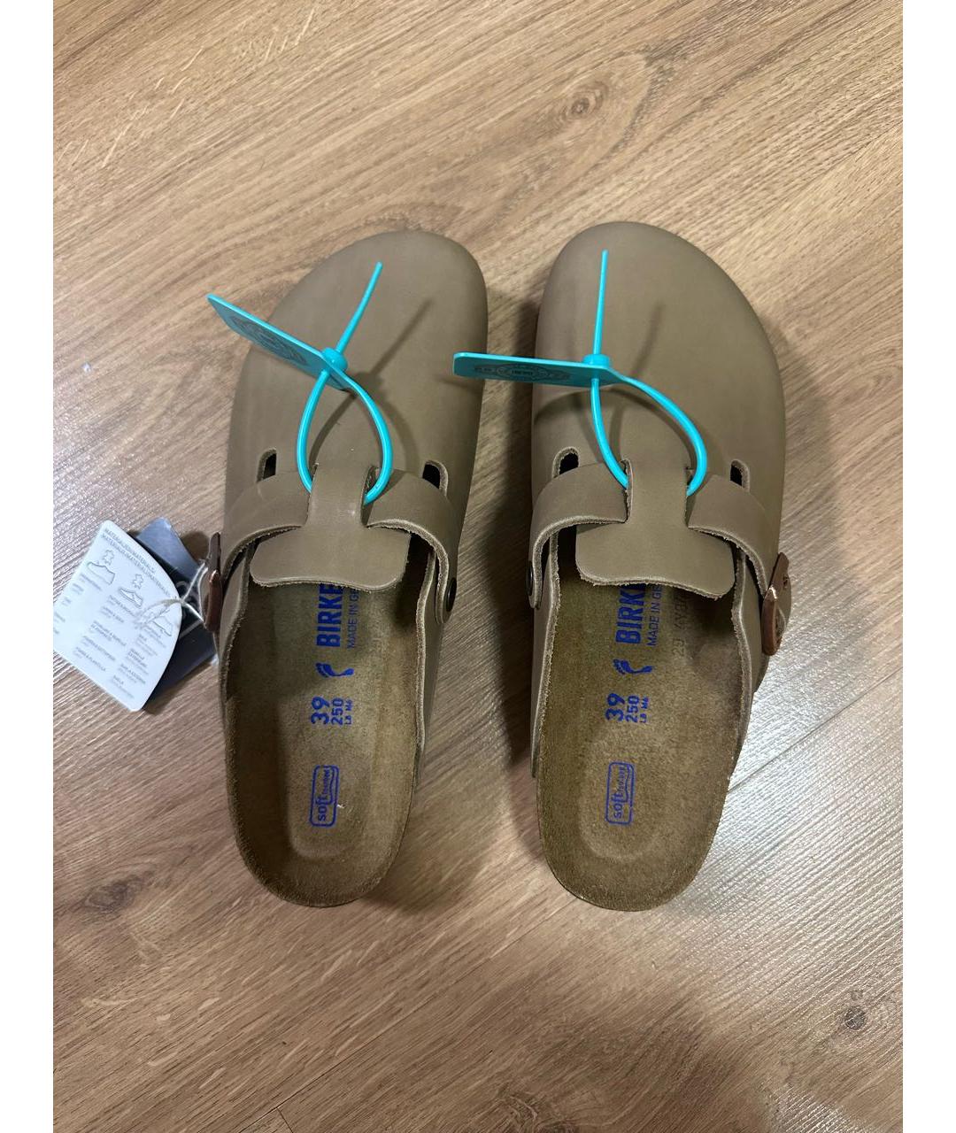 BIRKENSTOCK Коричневые кожаные шлепанцы, фото 3