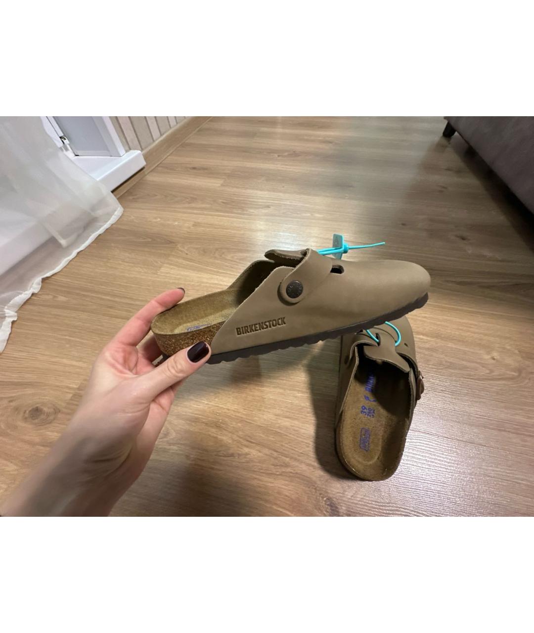 BIRKENSTOCK Коричневые кожаные шлепанцы, фото 5