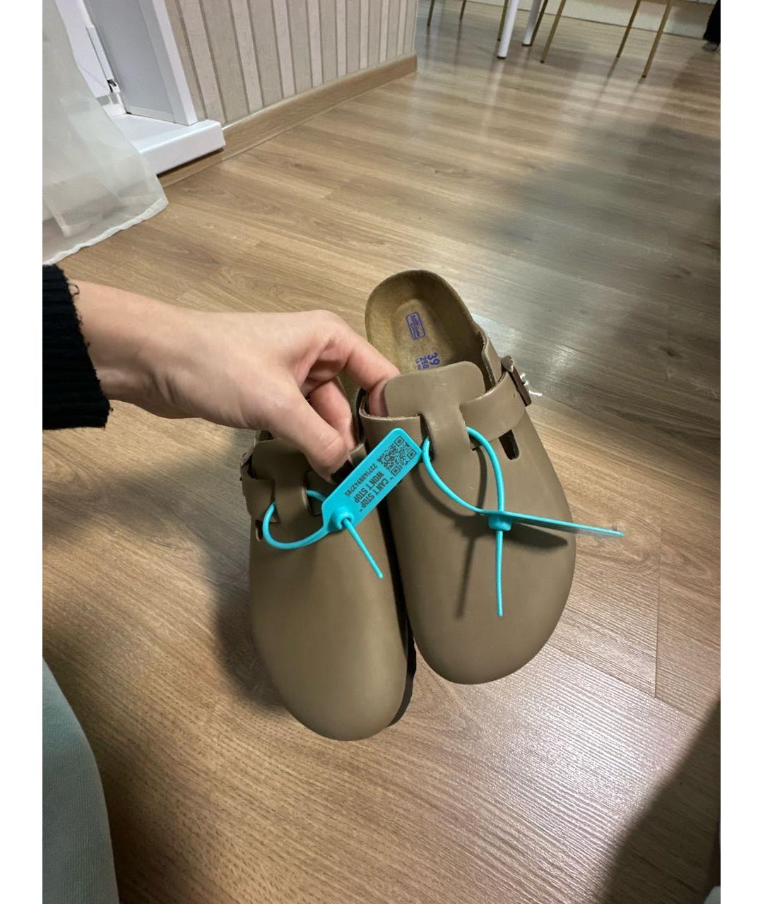 BIRKENSTOCK Коричневые кожаные шлепанцы, фото 6