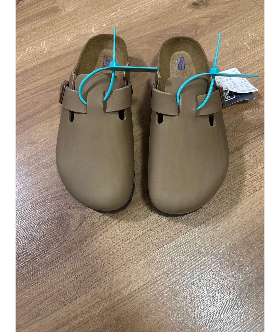 BIRKENSTOCK Коричневые кожаные шлепанцы, фото 2