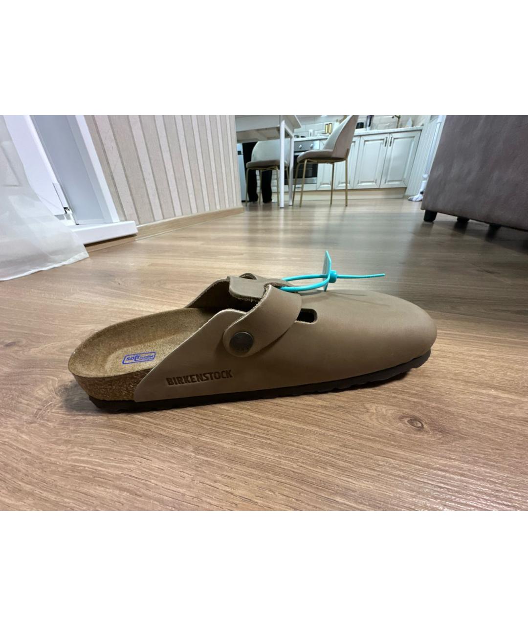 BIRKENSTOCK Коричневые кожаные шлепанцы, фото 8