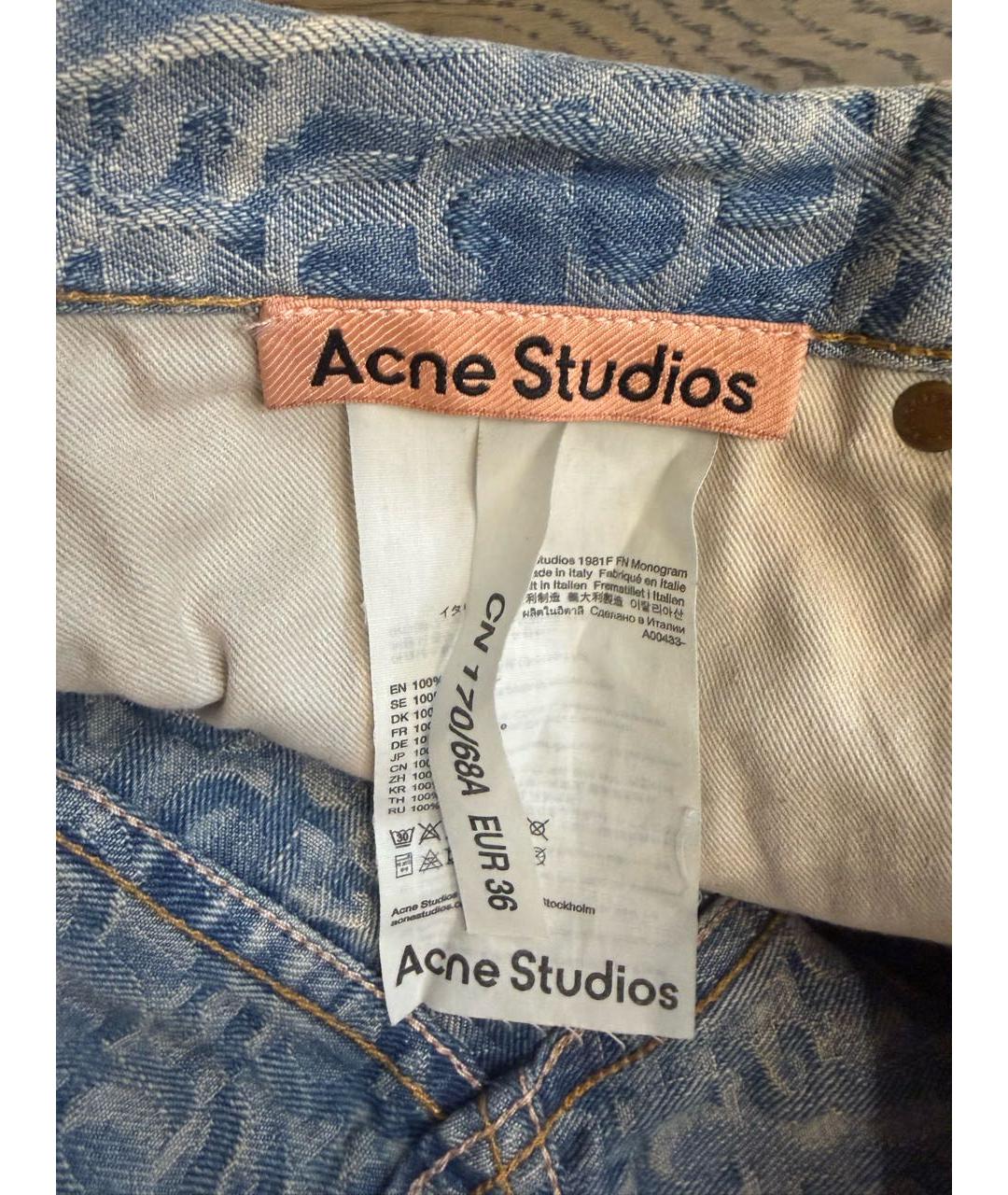 ACNE STUDIOS Голубые хлопковые прямые джинсы, фото 6