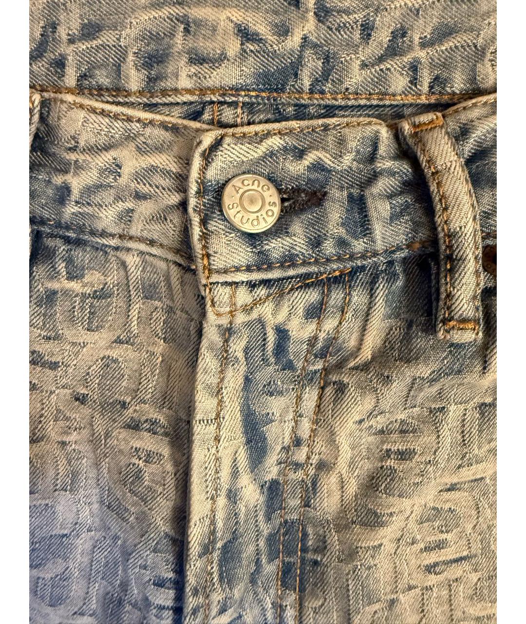 ACNE STUDIOS Голубые хлопковые прямые джинсы, фото 8