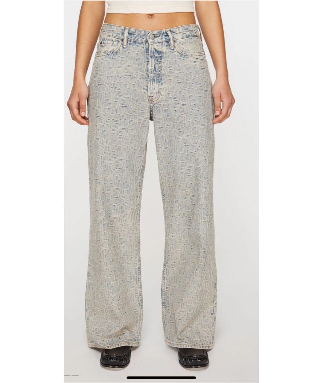 ACNE STUDIOS Голубые хлопковые прямые джинсы, фото 9
