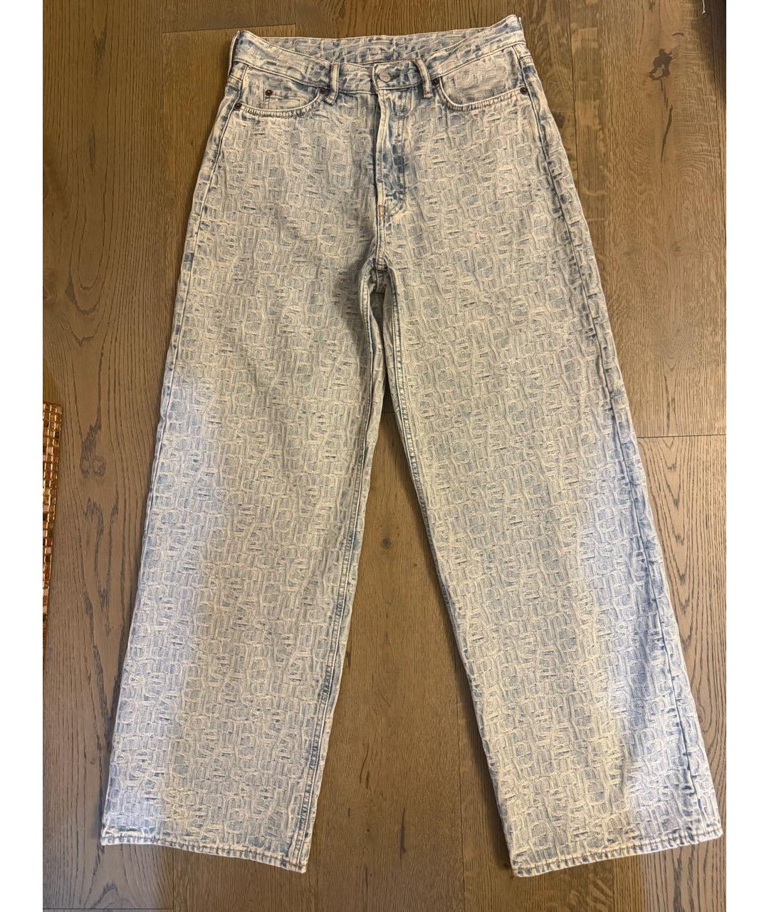 ACNE STUDIOS Голубые хлопковые прямые джинсы, фото 2
