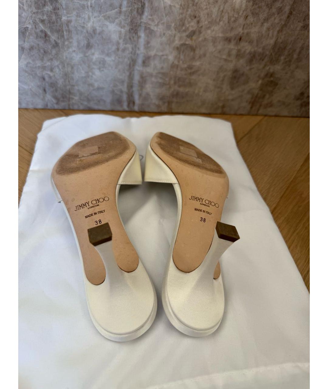 JIMMY CHOO Белые текстильные мюли, фото 6