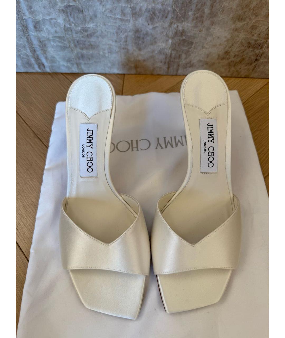 JIMMY CHOO Белые текстильные мюли, фото 2