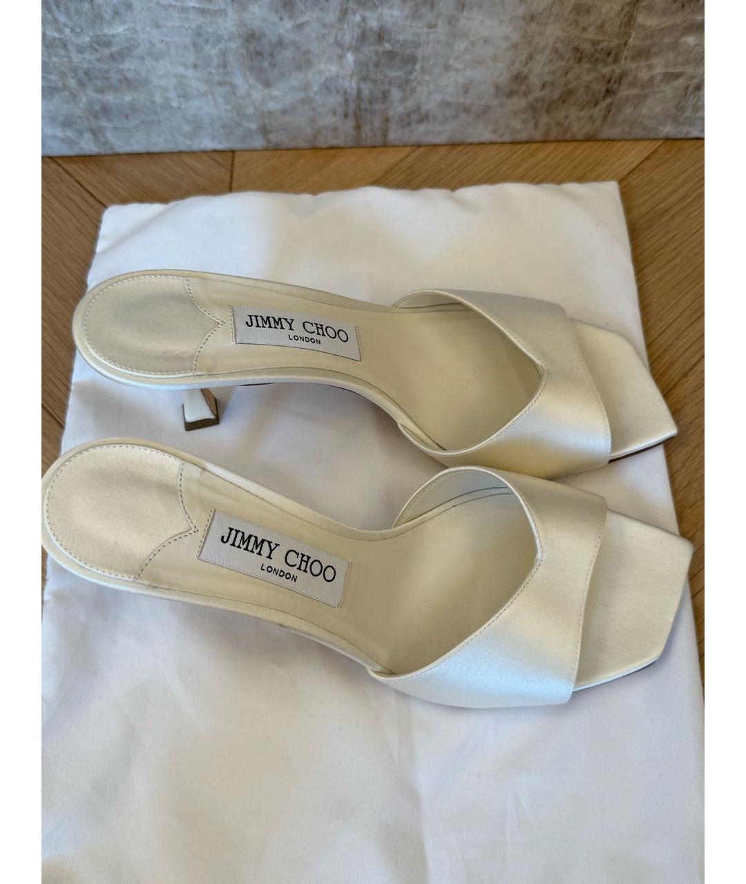JIMMY CHOO Белые текстильные мюли, фото 4