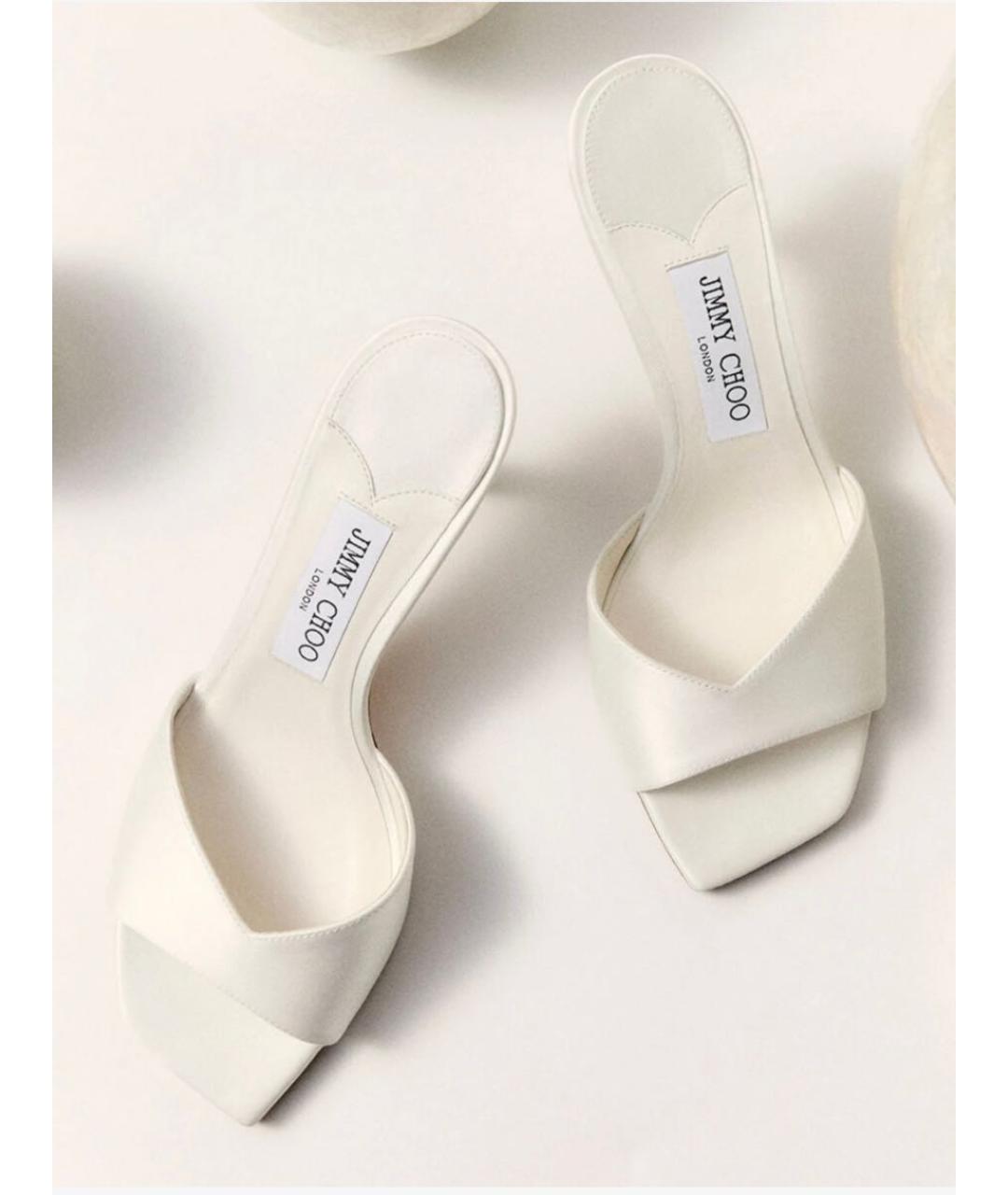 JIMMY CHOO Белые текстильные мюли, фото 7