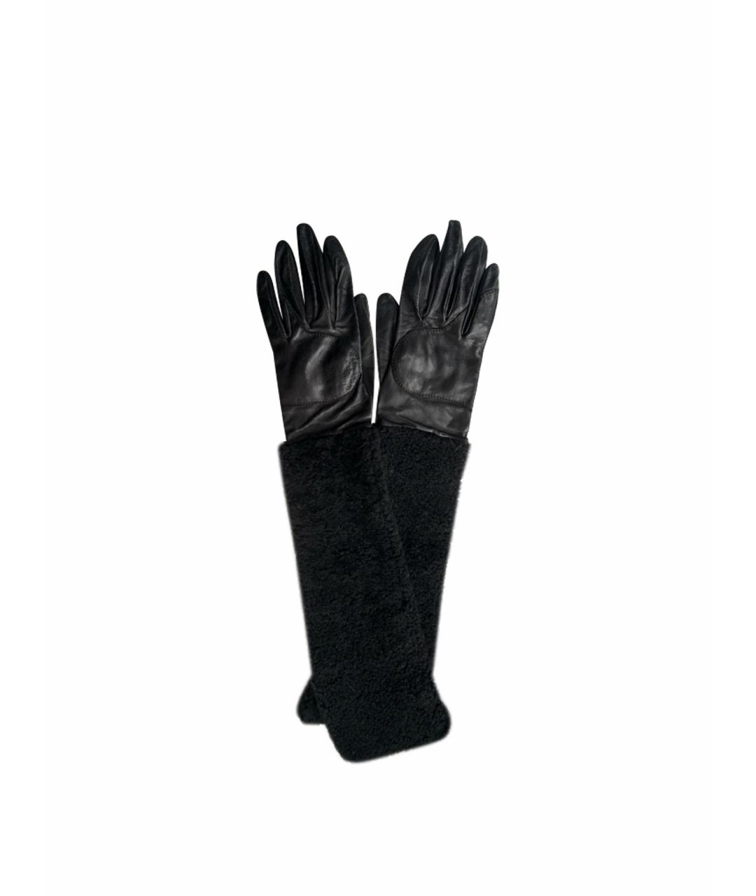 MM6 MAISON MARGIELA Черные кожаные перчатки, фото 1