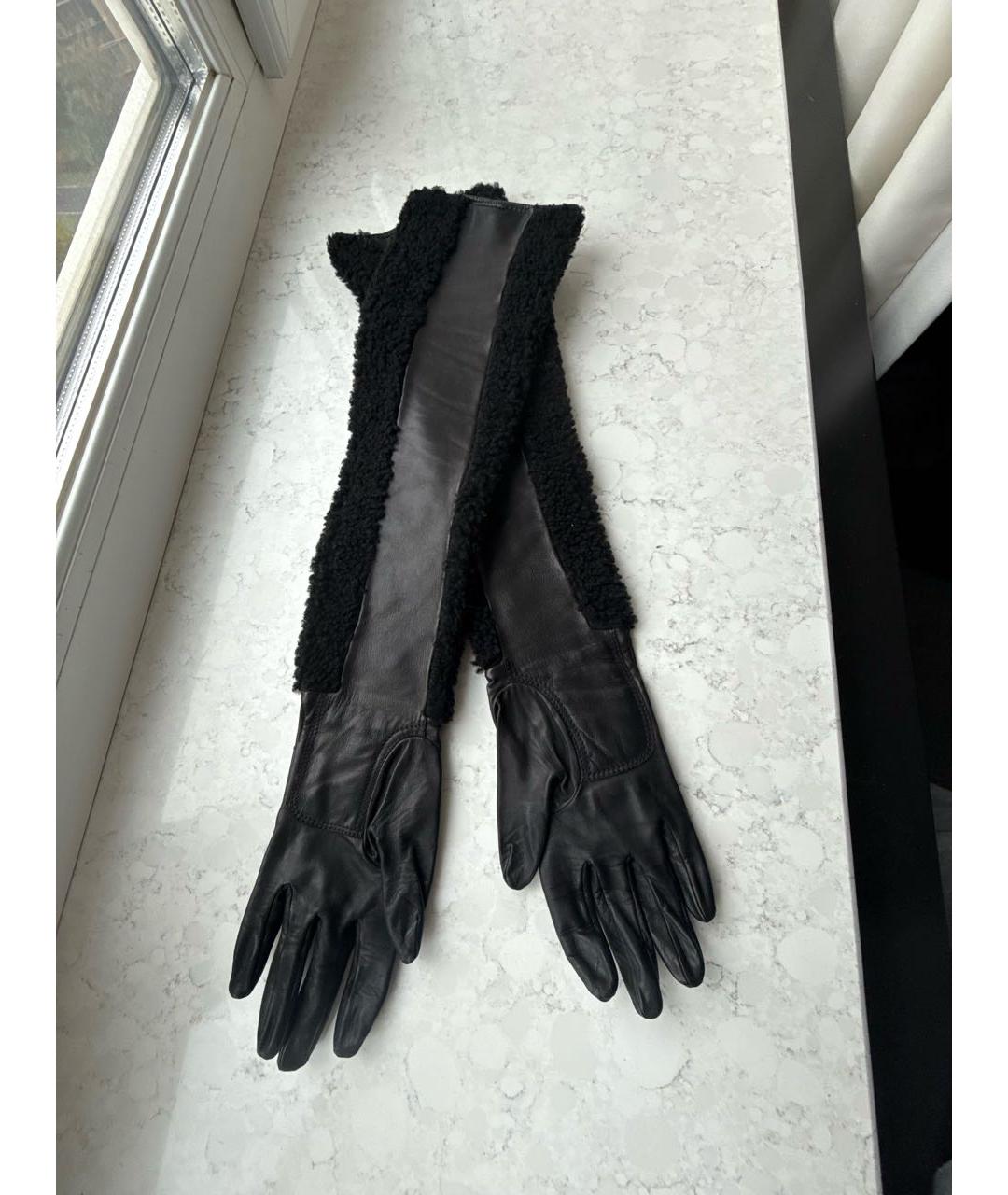 MM6 MAISON MARGIELA Черные кожаные перчатки, фото 2