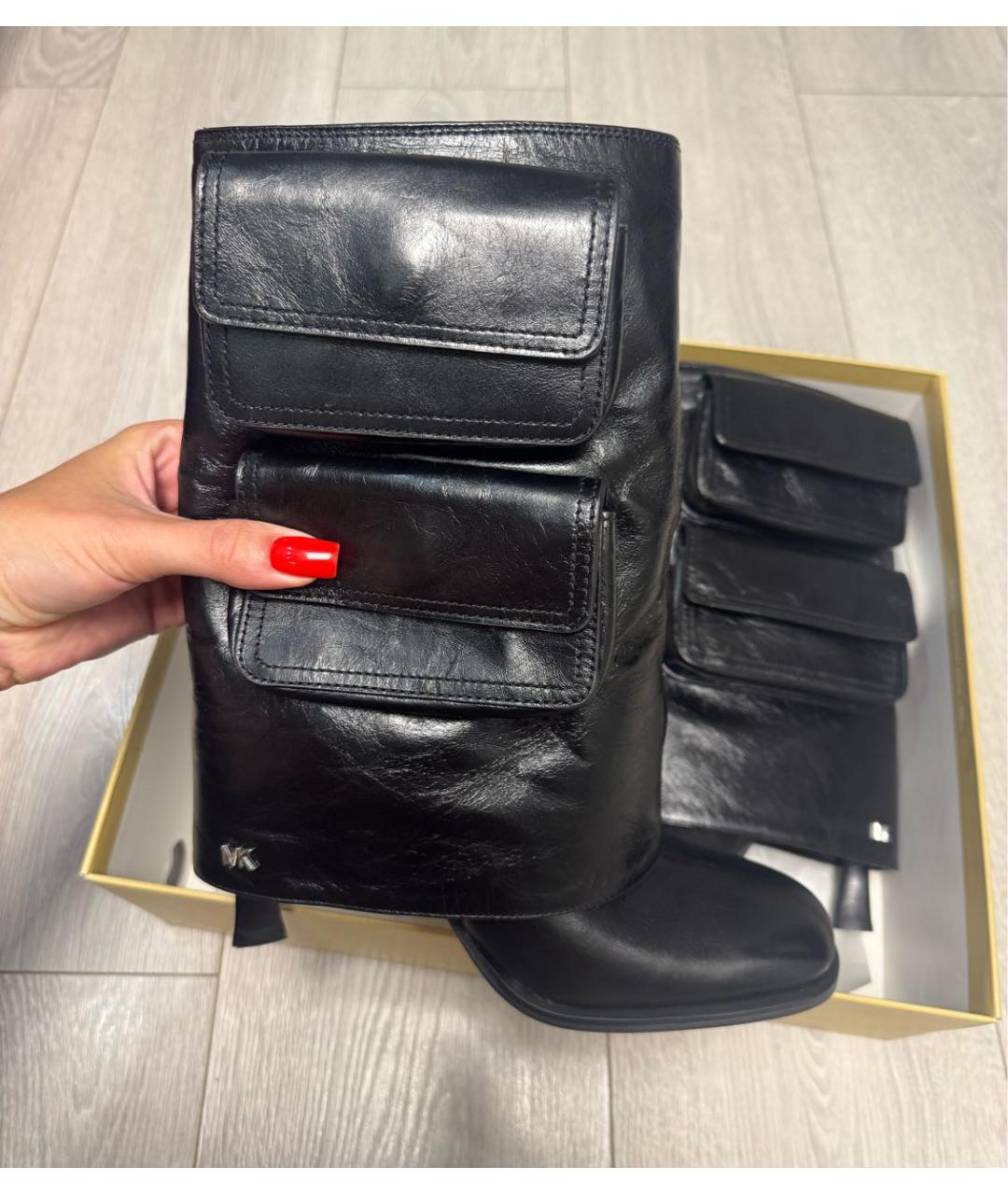 MICHAEL KORS Черные кожаные сапоги, фото 4