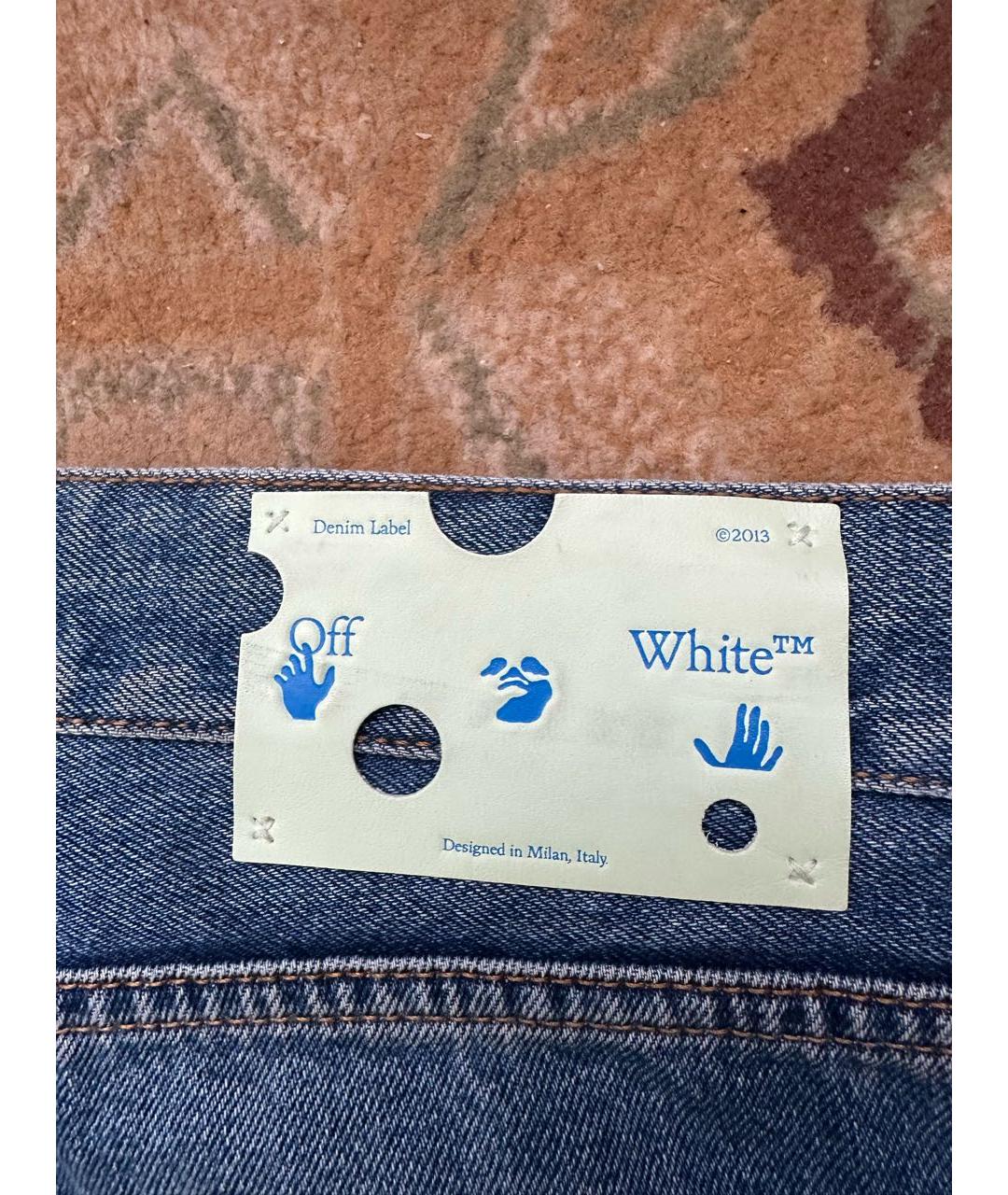 OFF-WHITE Синие хлопковые прямые джинсы, фото 6