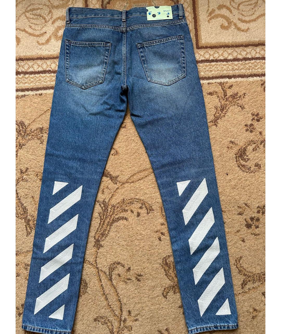 OFF-WHITE Синие хлопковые прямые джинсы, фото 2