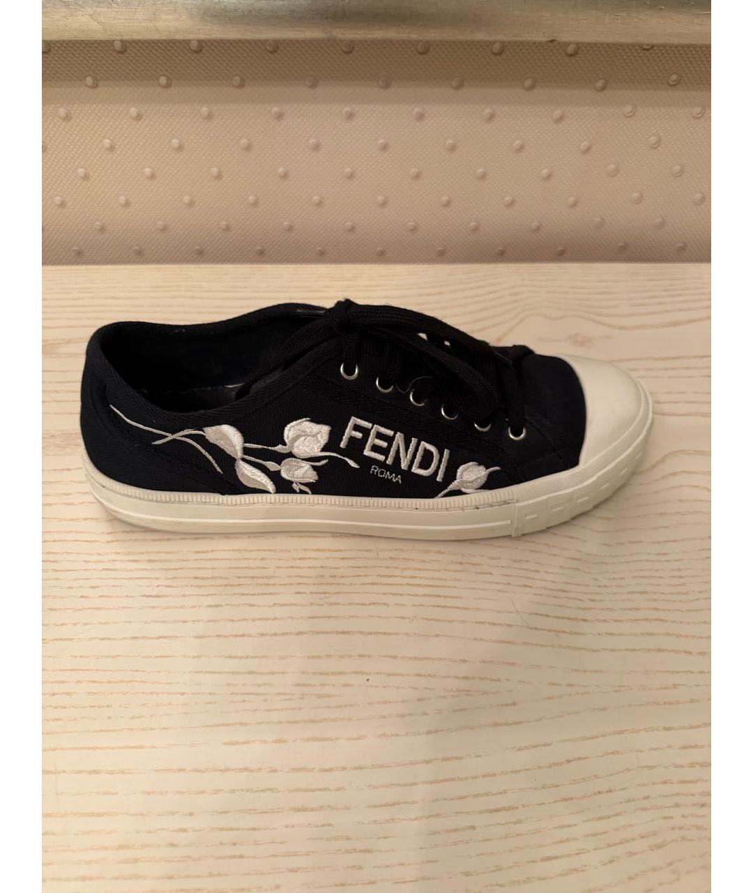 FENDI Черные текстильные кеды, фото 9