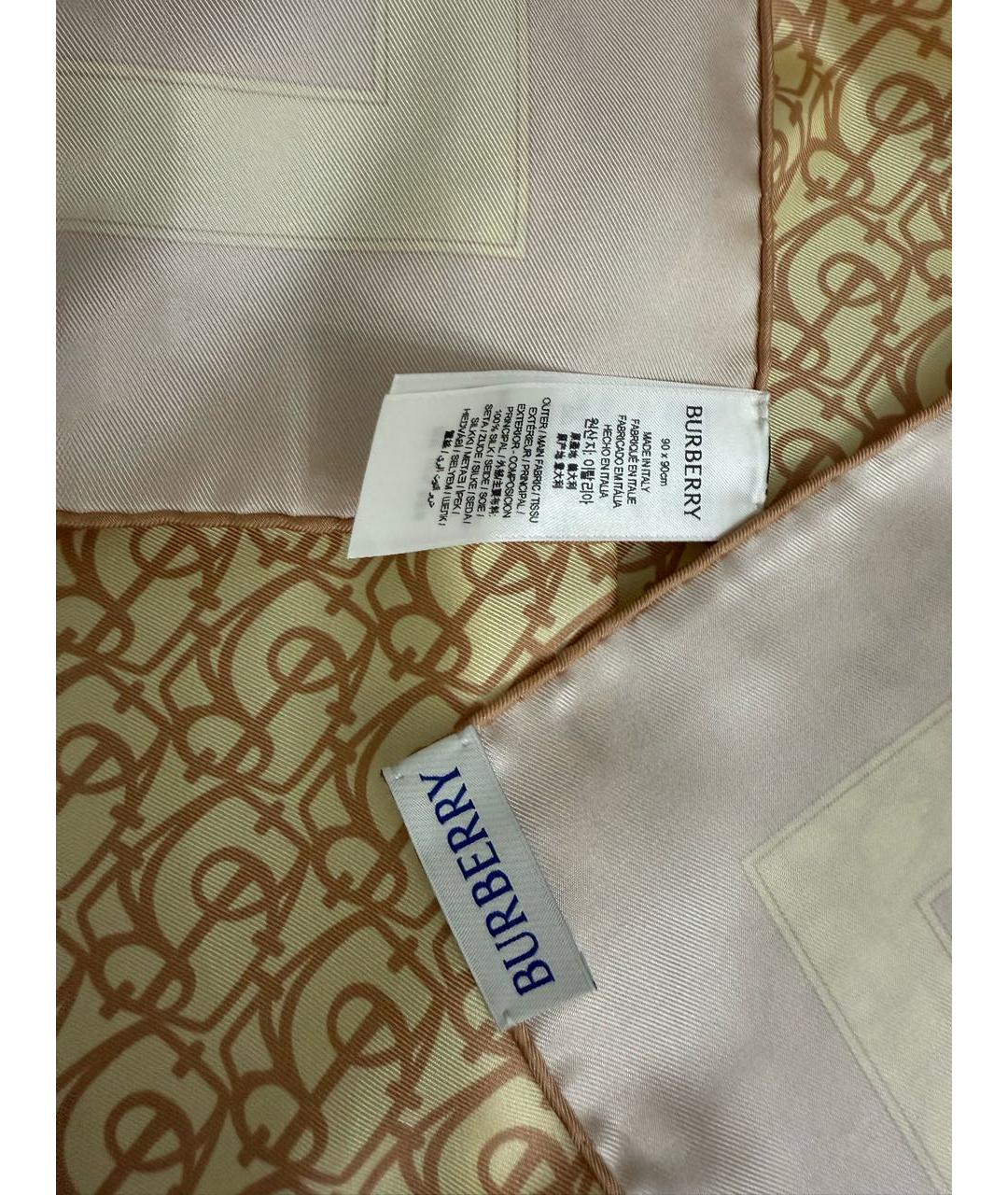 BURBERRY Розовый шелковый платок, фото 4