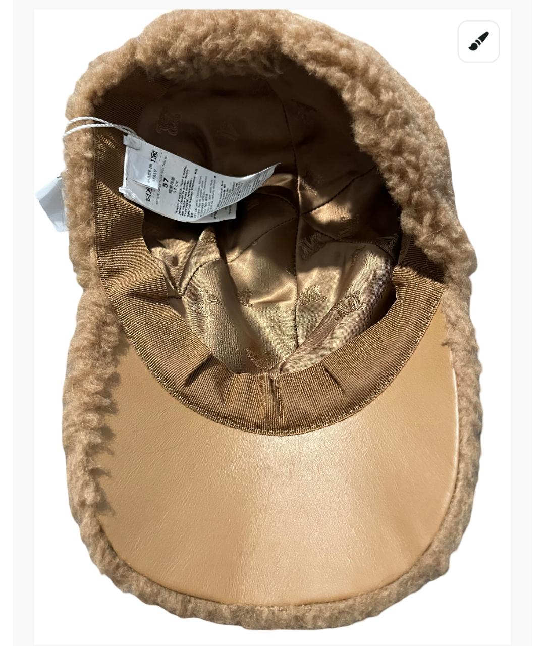 MAX MARA Коричневая шерстяная кепка, фото 3