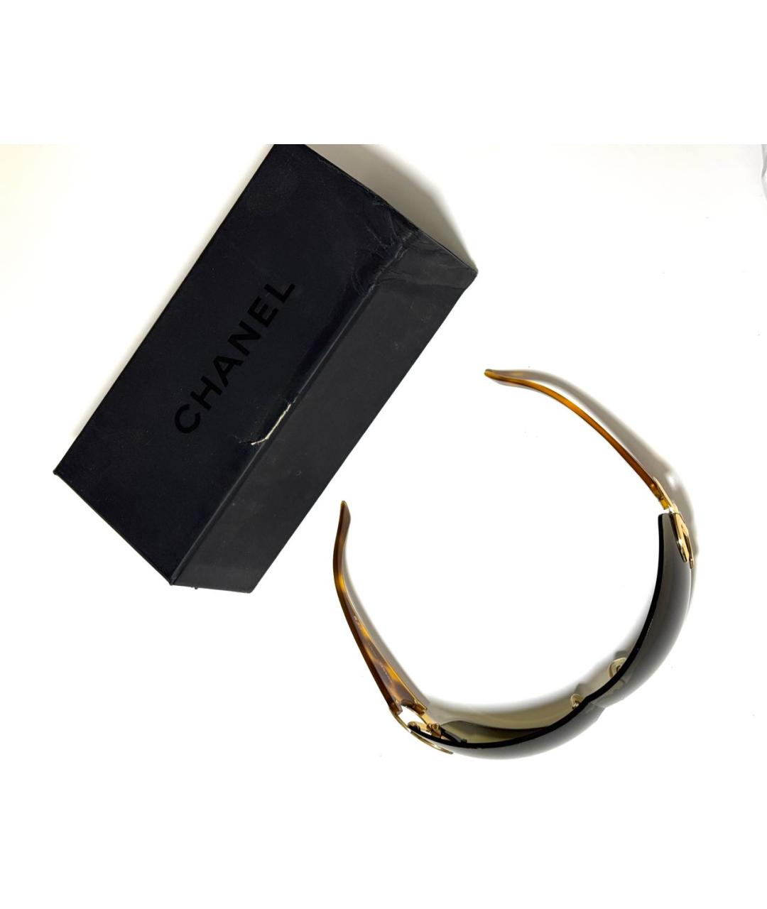 CHANEL Коричневые пластиковые солнцезащитные очки, фото 4