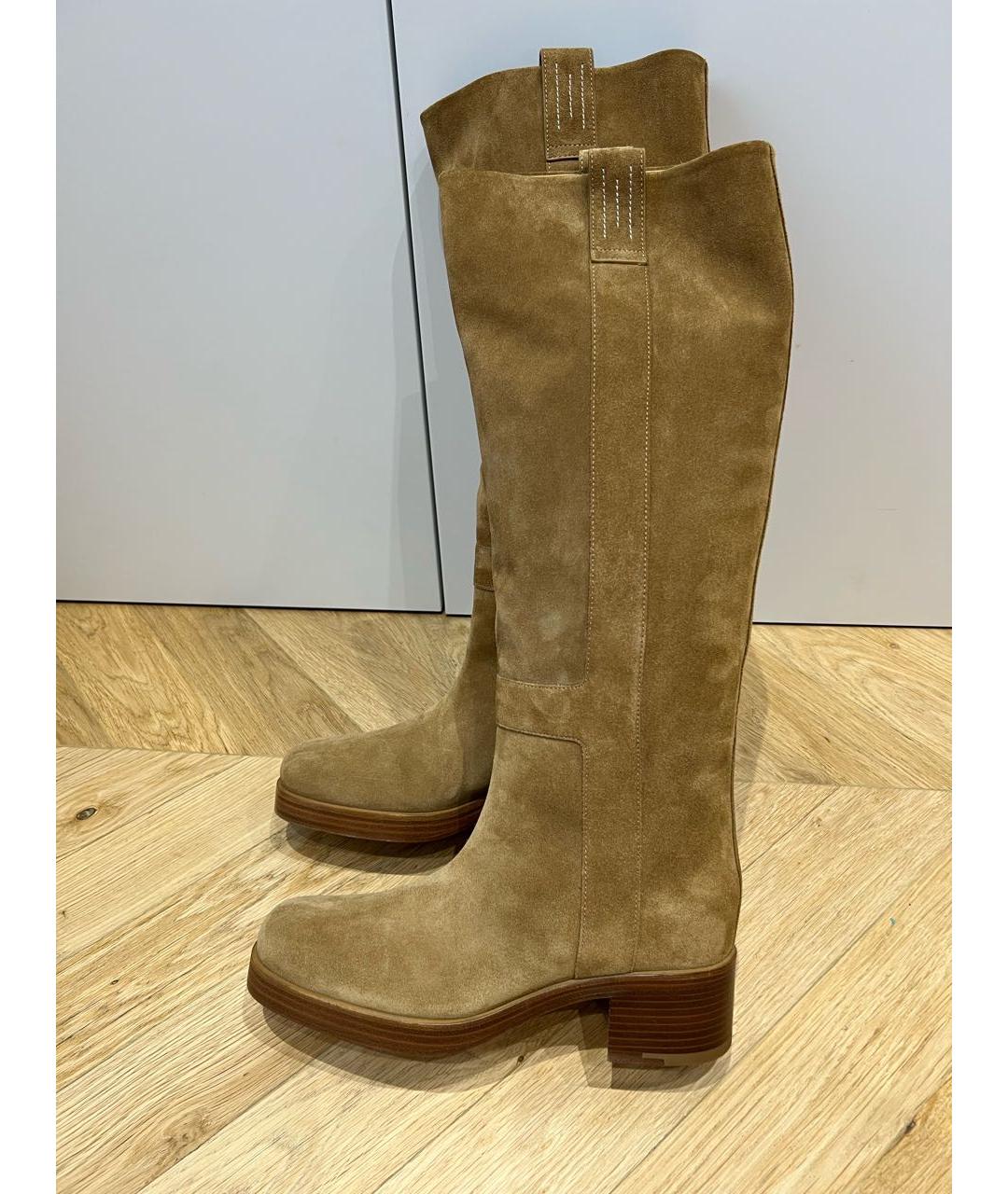 HERMES Бежевые замшевые сапоги, фото 5