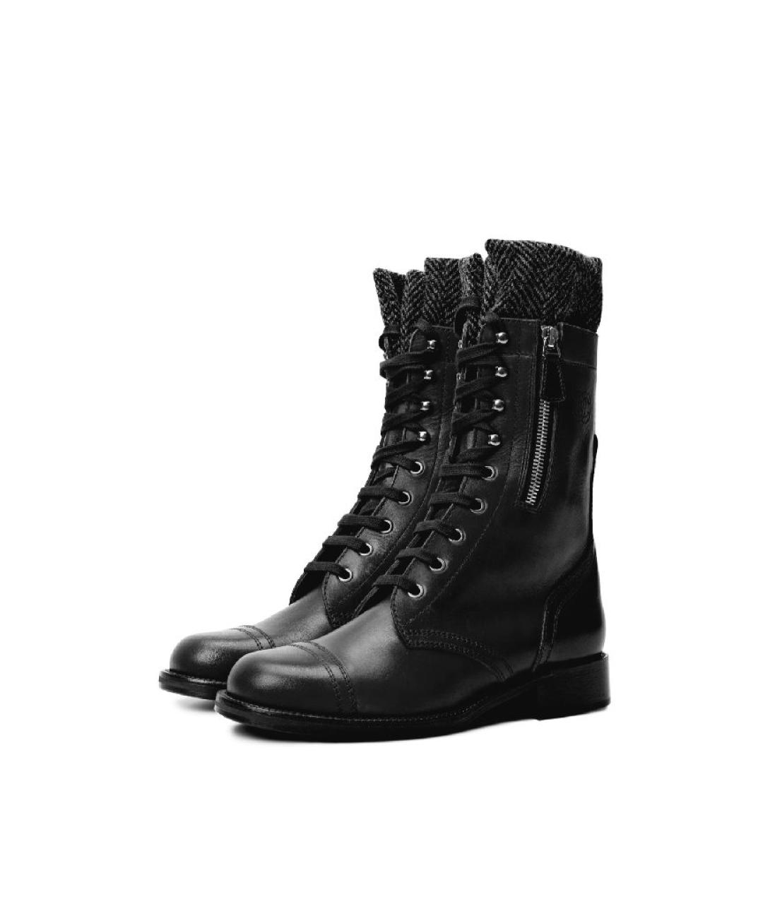 CHANEL Черные кожаные сапоги, фото 4