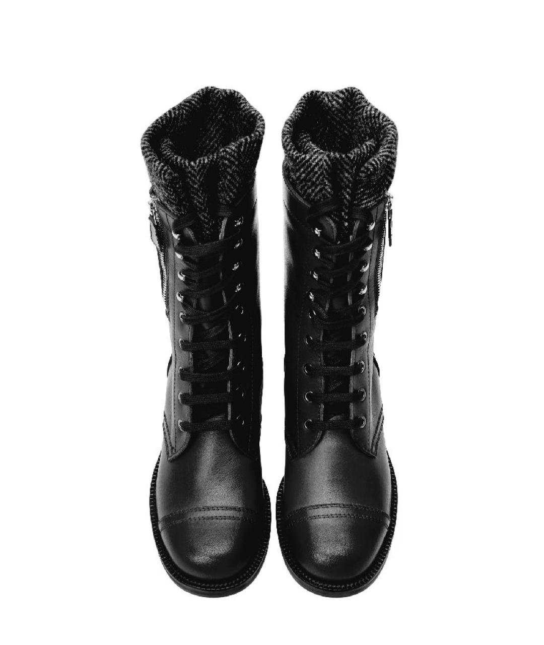 CHANEL Черные кожаные сапоги, фото 2