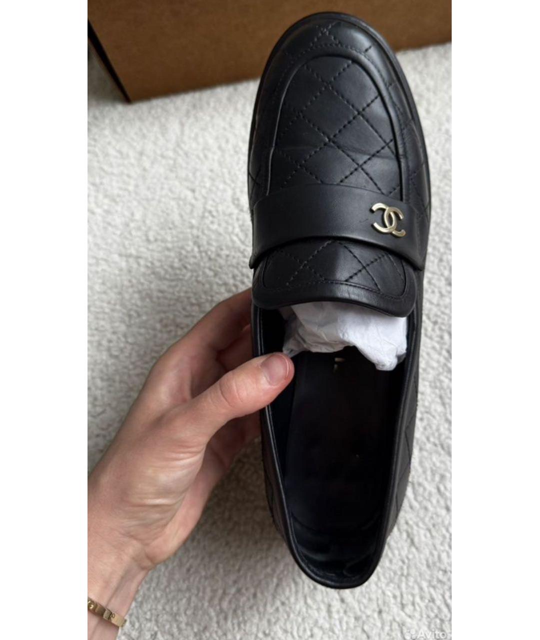 CHANEL Черные кожаные лоферы, фото 2