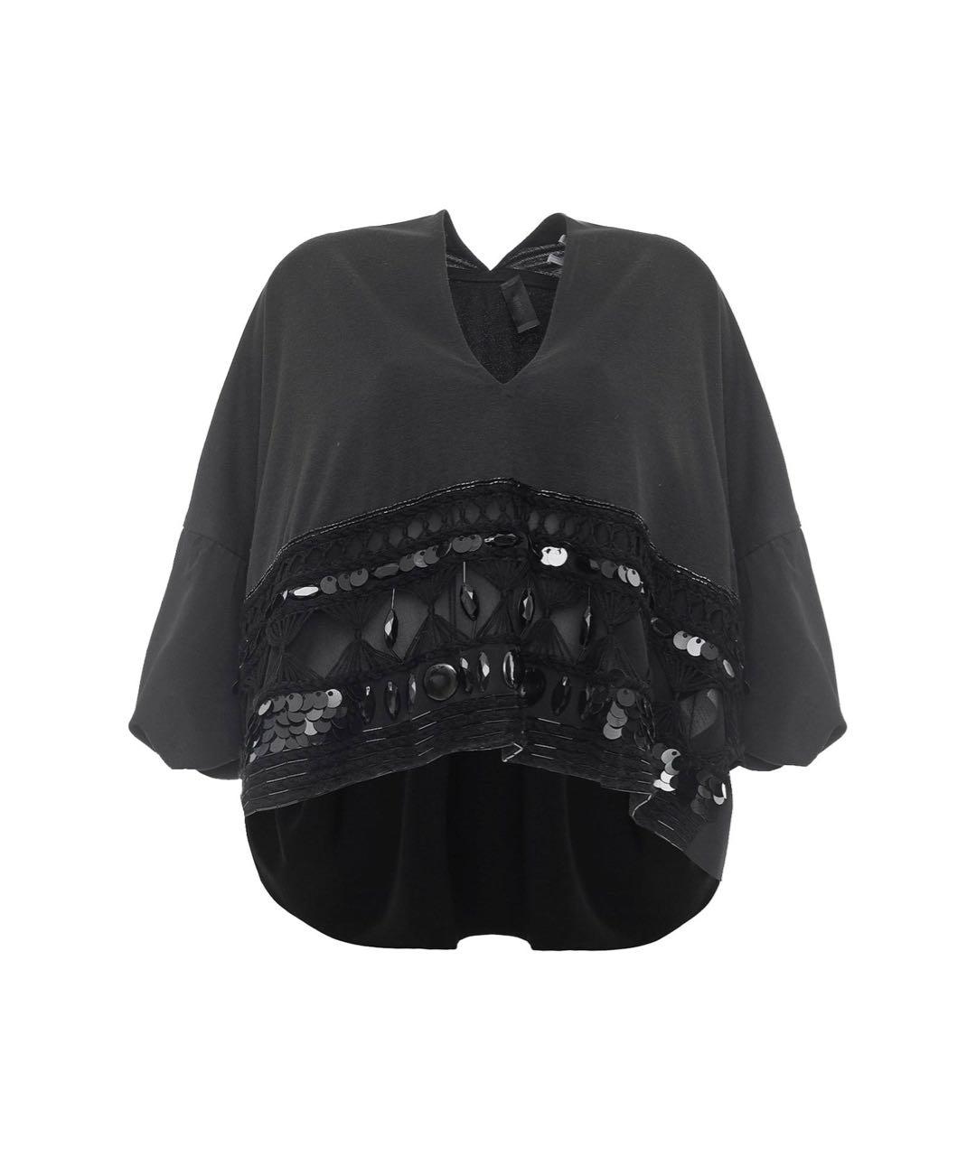 JO NO FUI Черная шерстяная блузы, фото 1