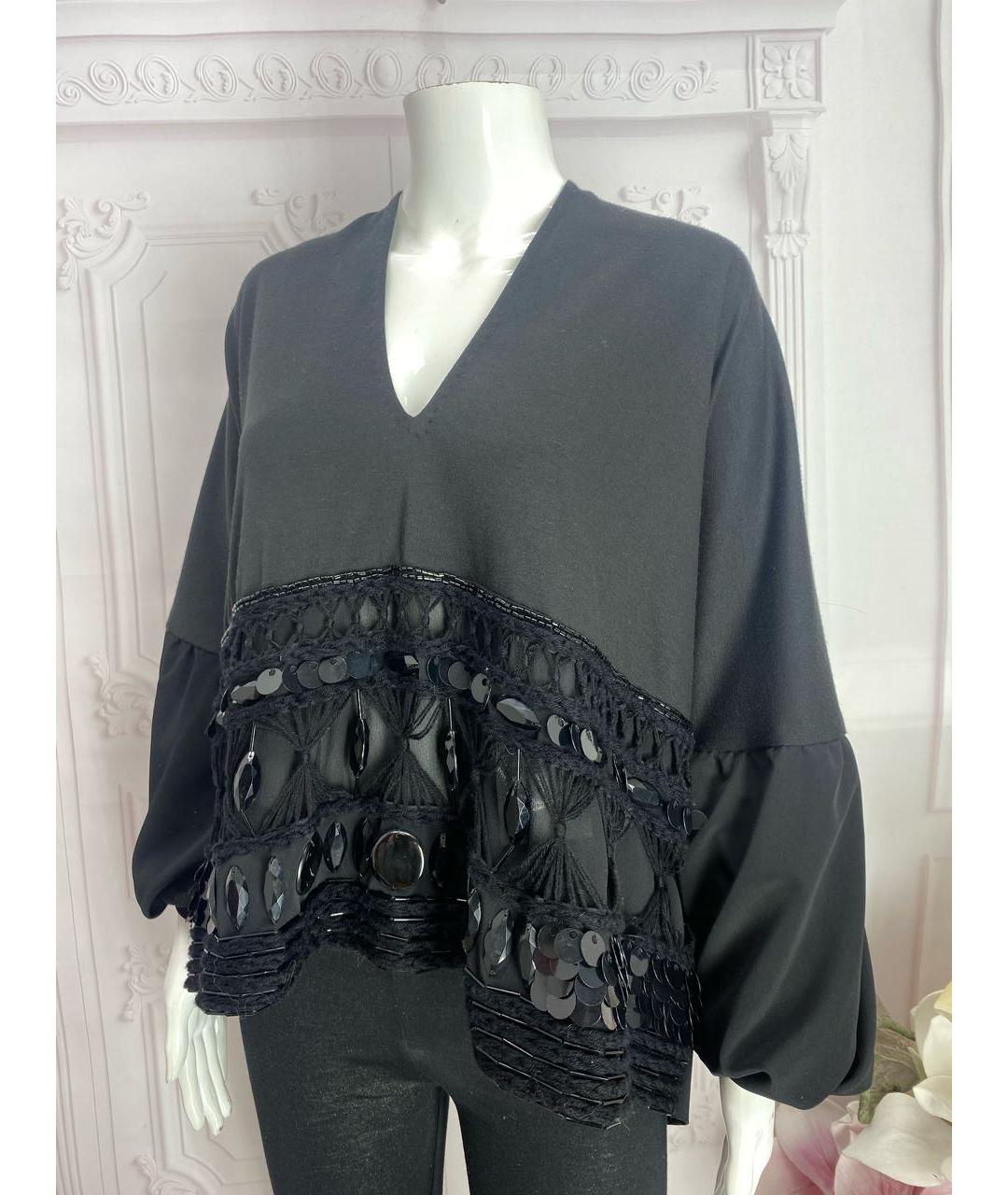 JO NO FUI Черная шерстяная блузы, фото 5