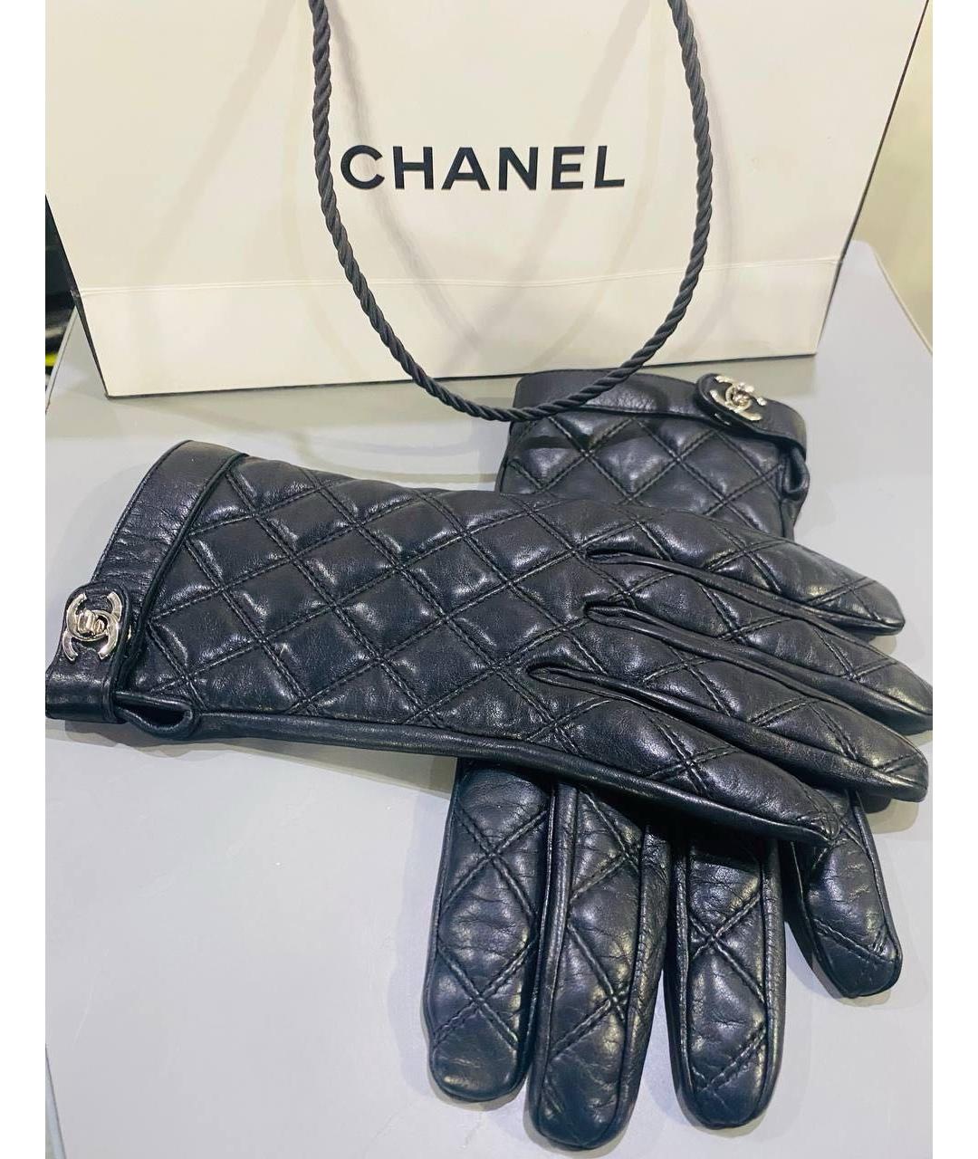 CHANEL Черные кожаные перчатки, фото 4