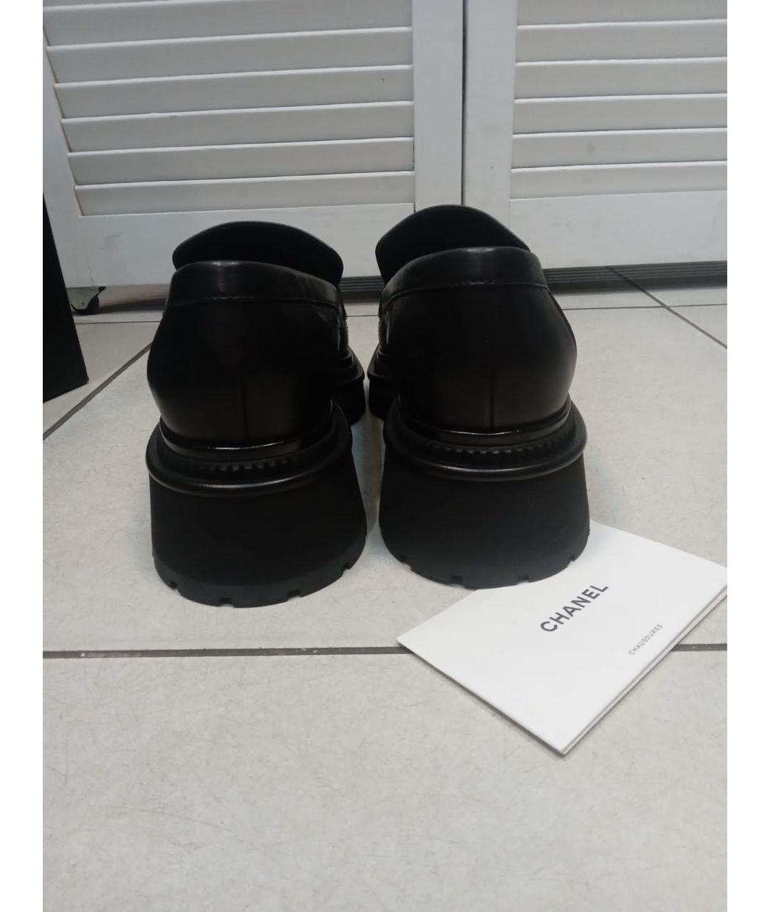 CHANEL Черные кожаные лоферы, фото 4