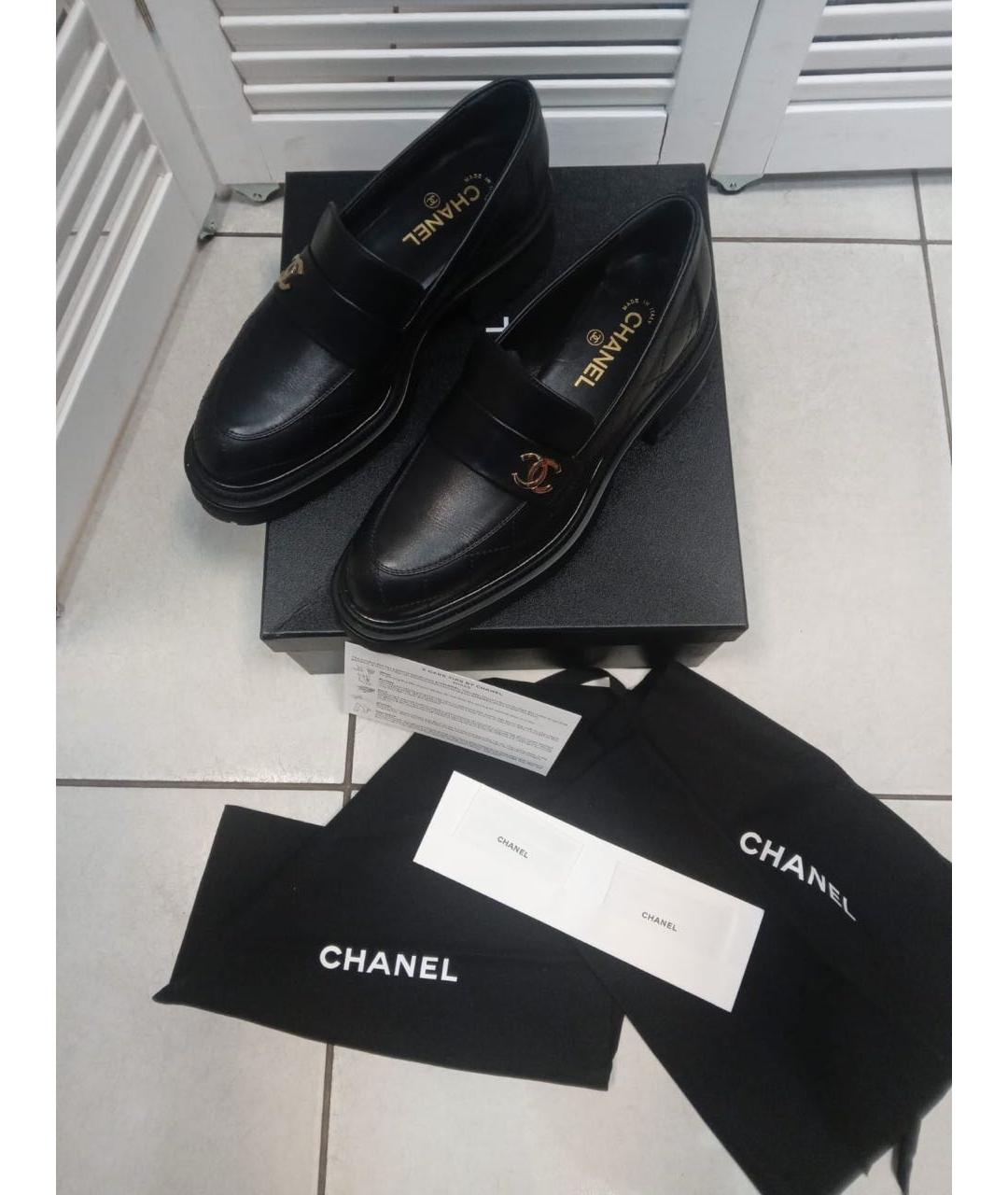 CHANEL Черные кожаные лоферы, фото 3
