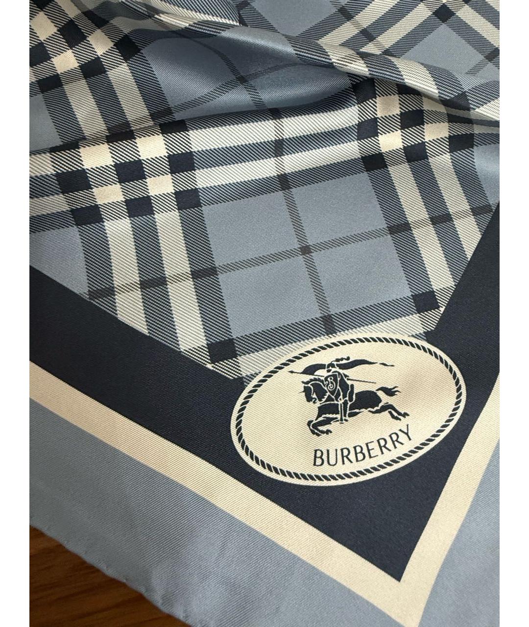 BURBERRY Голубой шелковый платок, фото 5