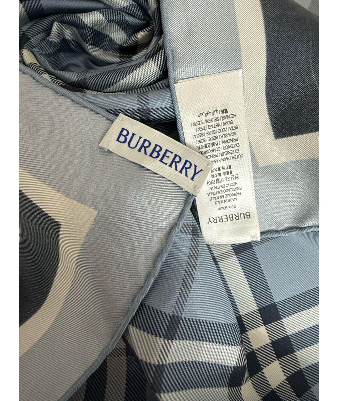 BURBERRY Голубой шелковый платок, фото 8