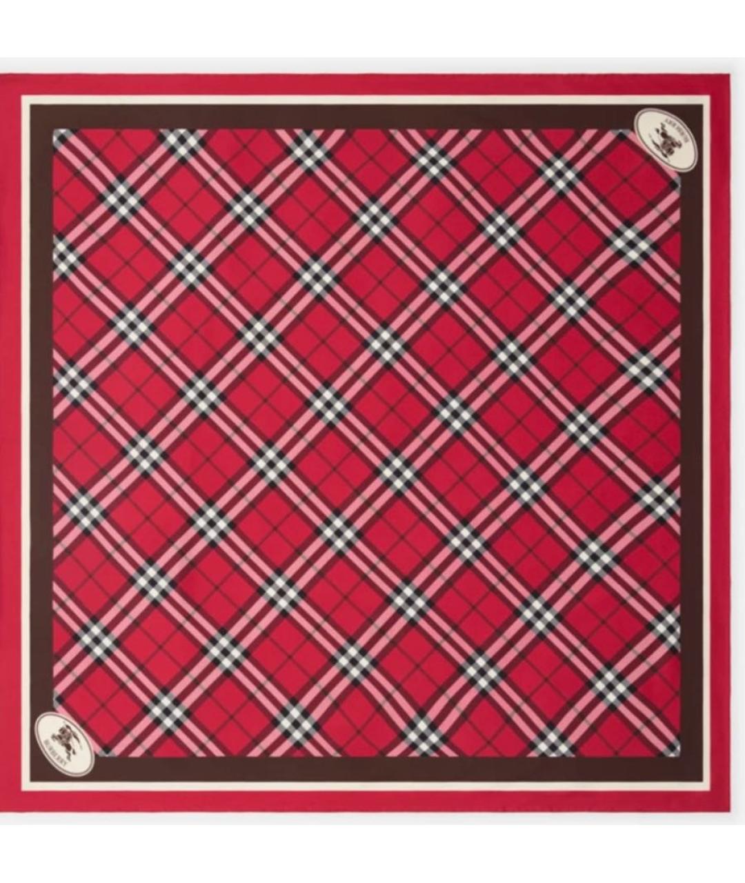 BURBERRY Красный шелковый платок, фото 8