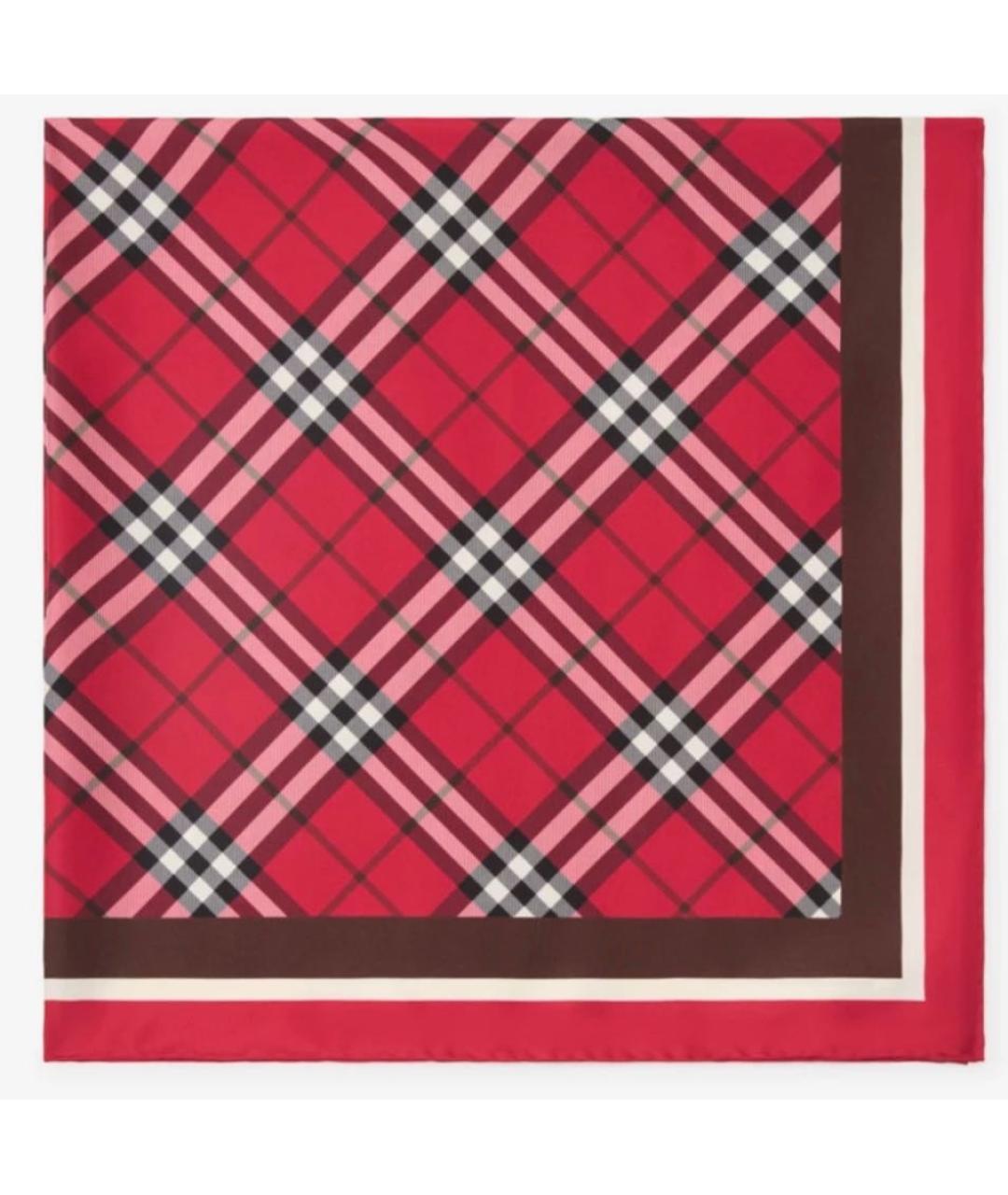 BURBERRY Красный шелковый платок, фото 3